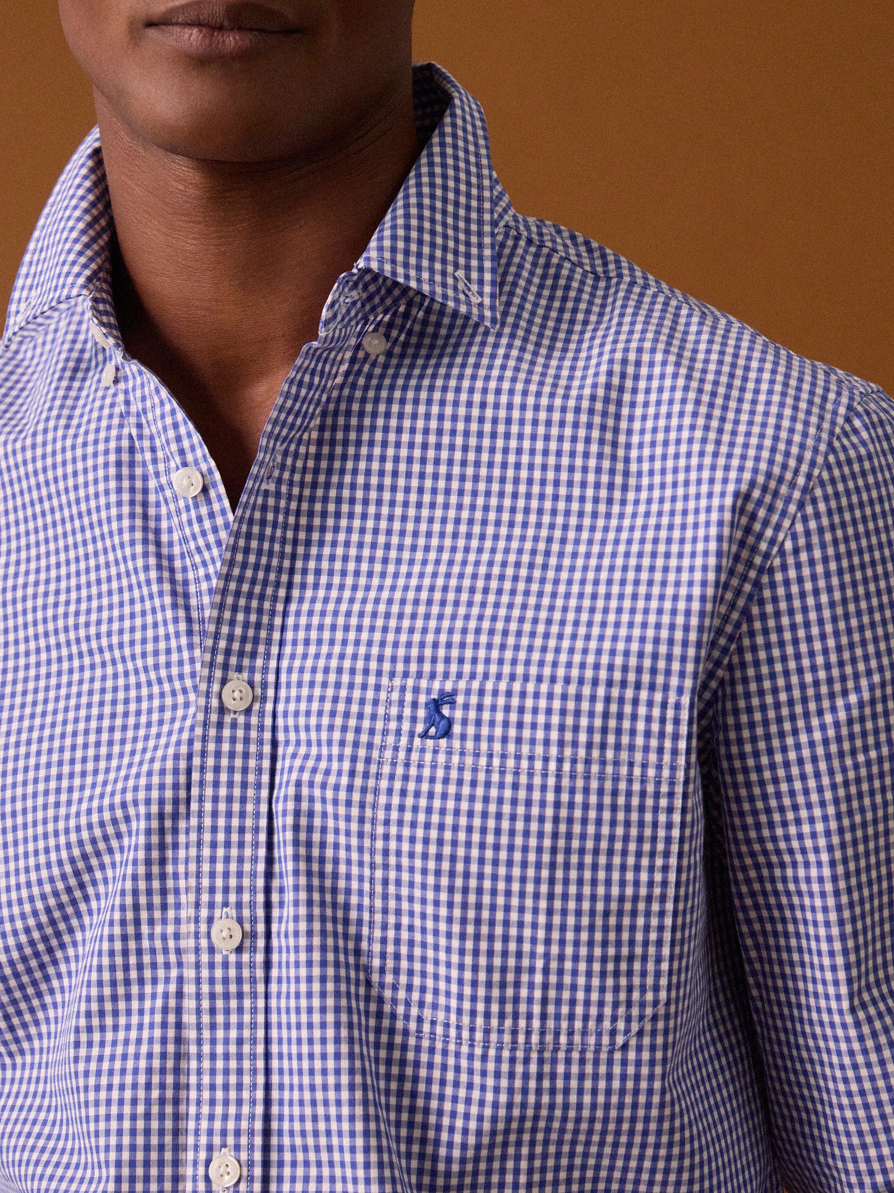 Poplin Blue Gingham Check Classic Fit Shirt - Image 4 of 13