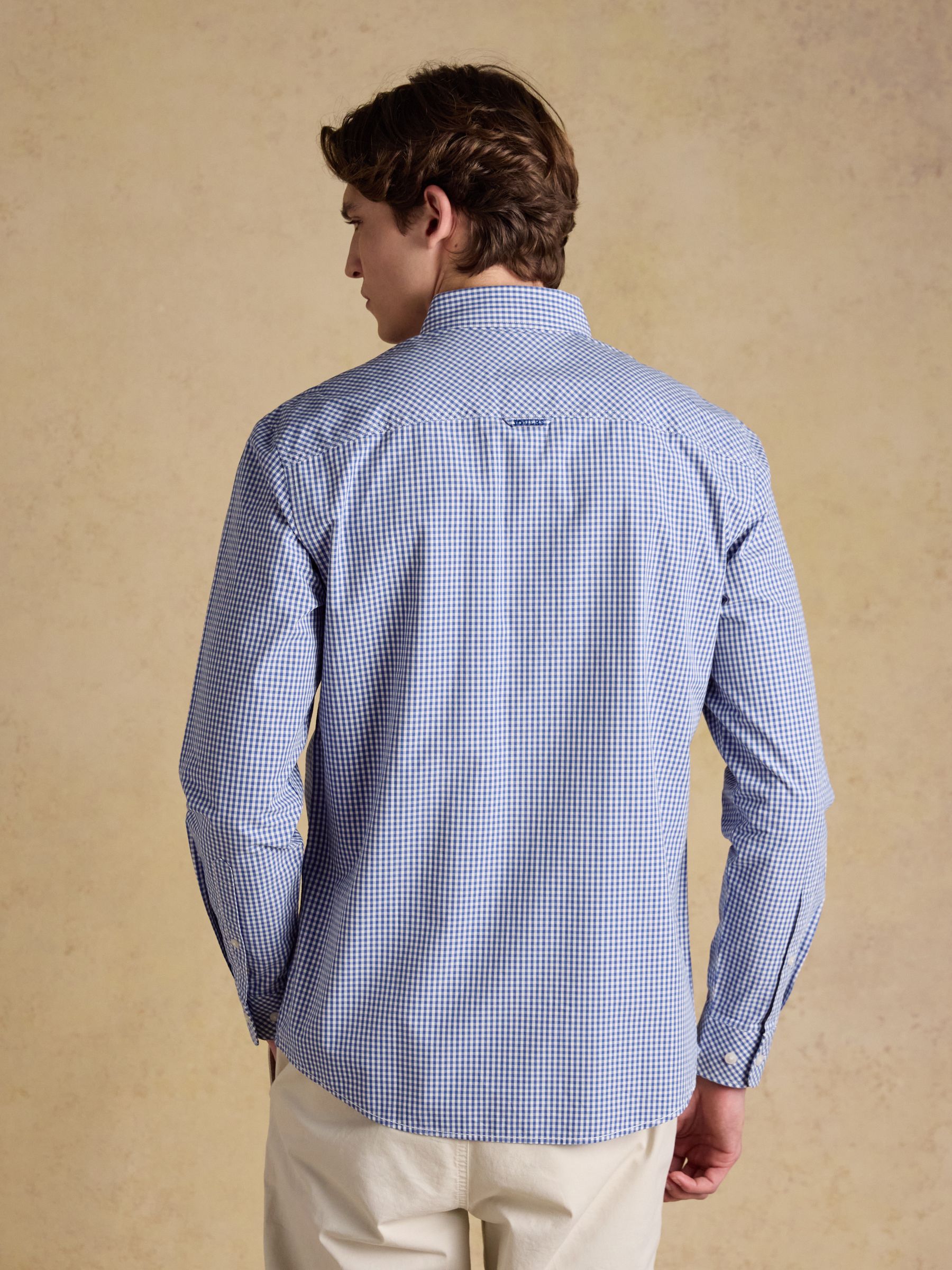 Poplin Blue Gingham Check Classic Fit Shirt - Image 6 of 13