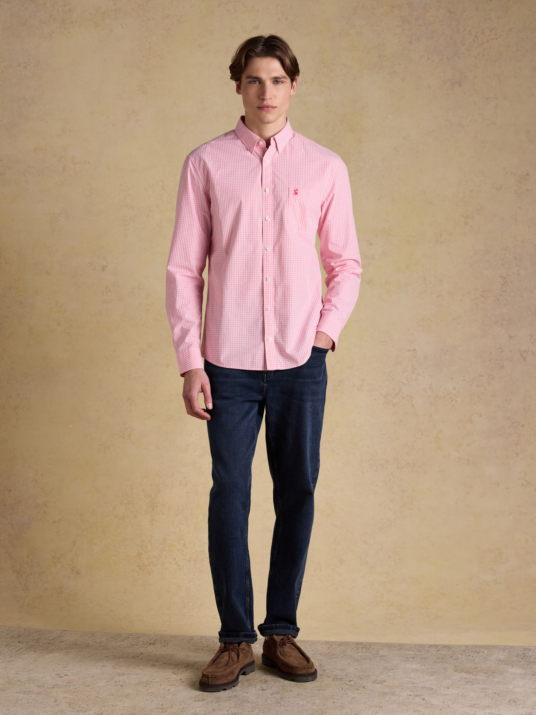 Poplin Pink Gingham Check Classic Fit Shirt - Image 4 of 9