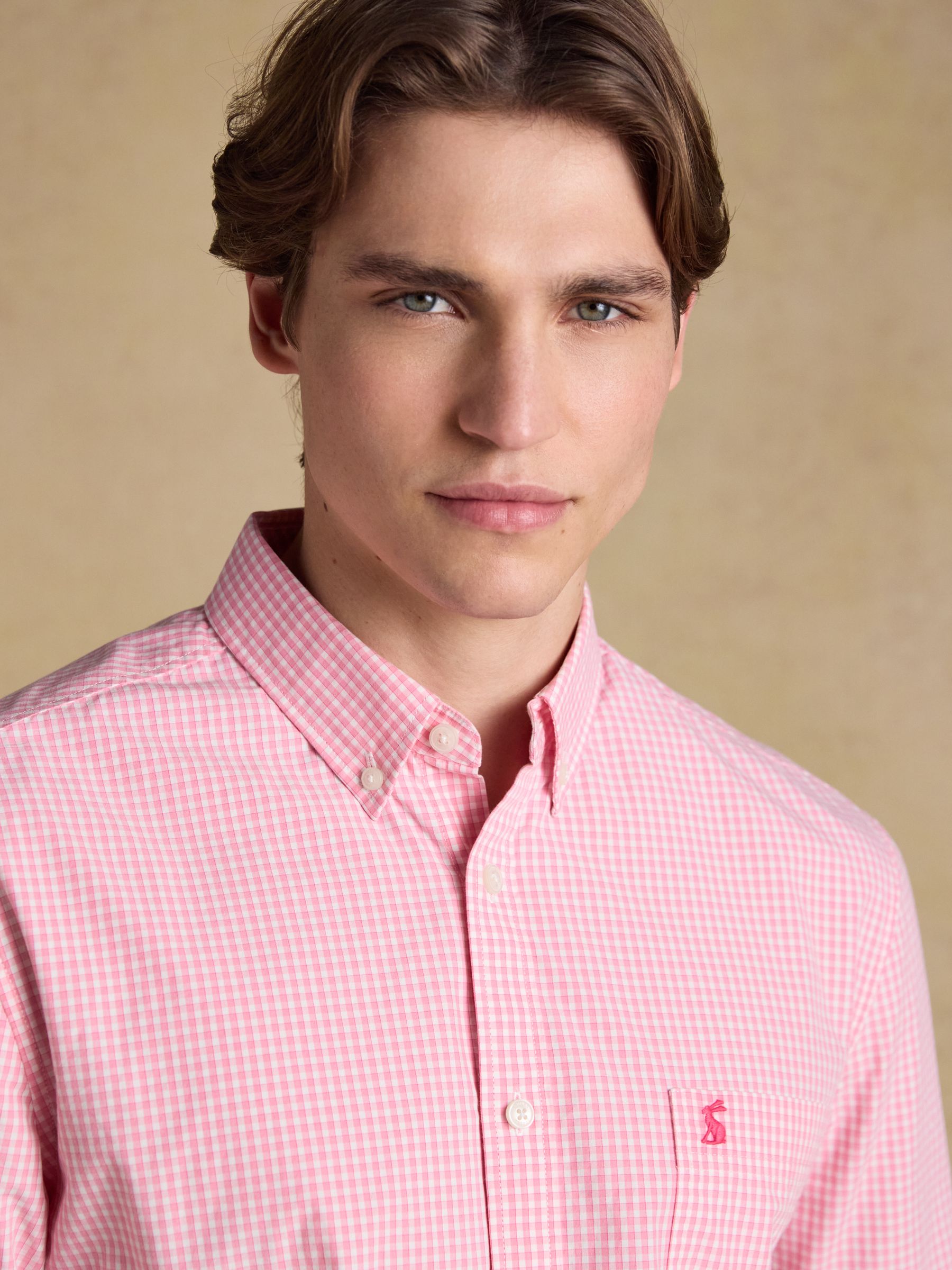 Poplin Pink Gingham Check Classic Fit Shirt - Image 5 of 9