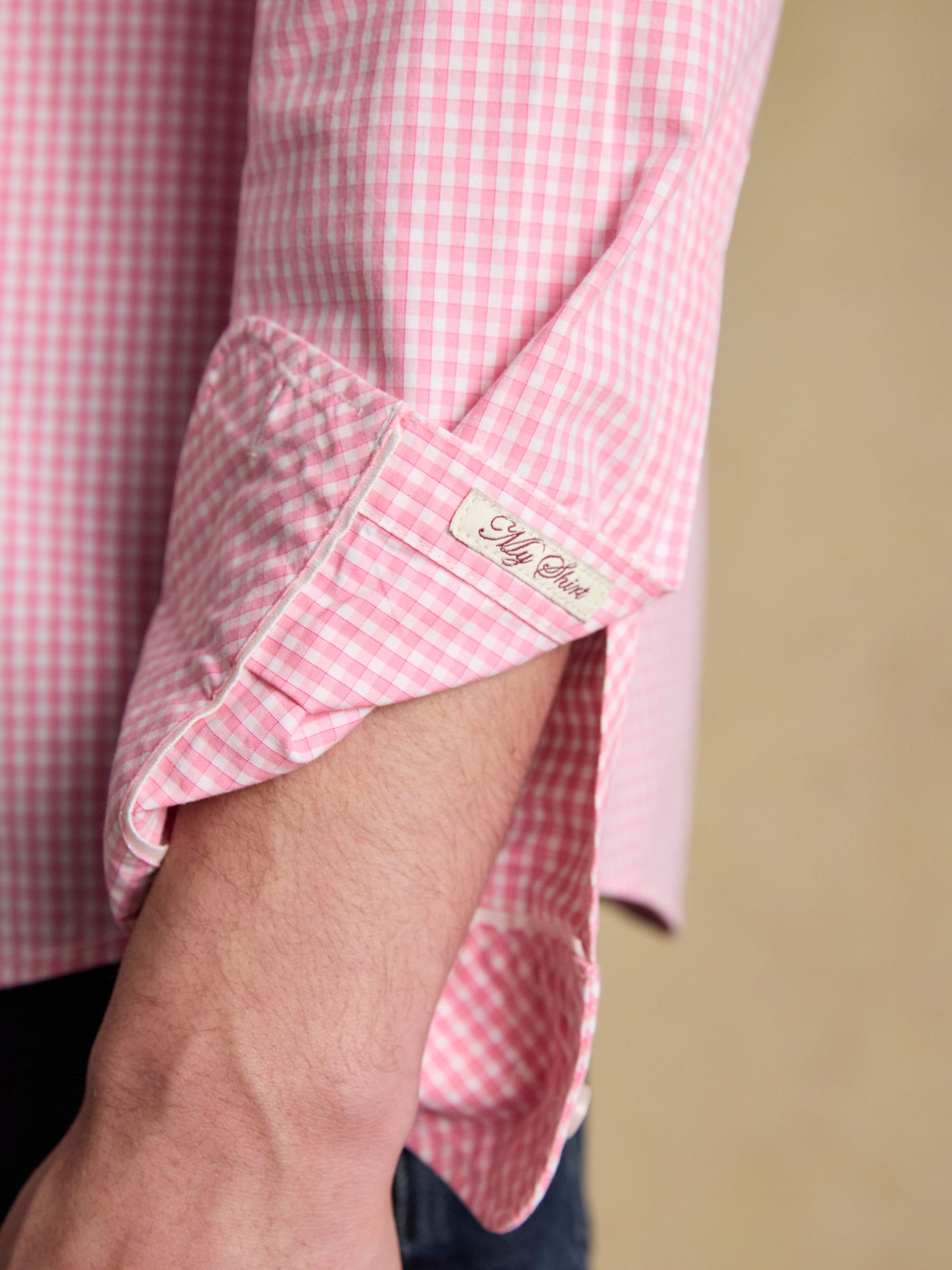 Poplin Pink Gingham Check Classic Fit Shirt - Image 6 of 9