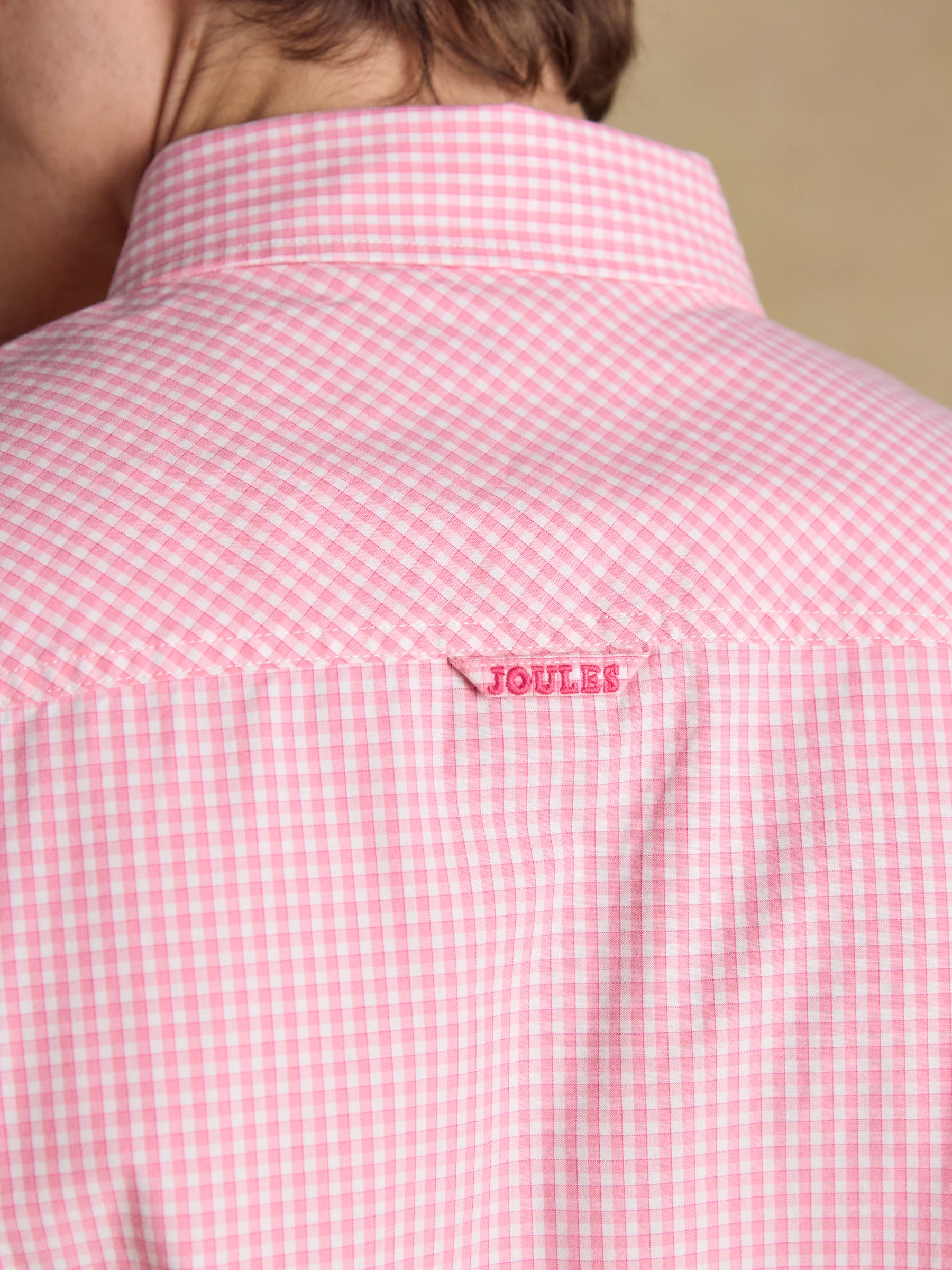Poplin Pink Gingham Check Classic Fit Shirt - Image 7 of 9
