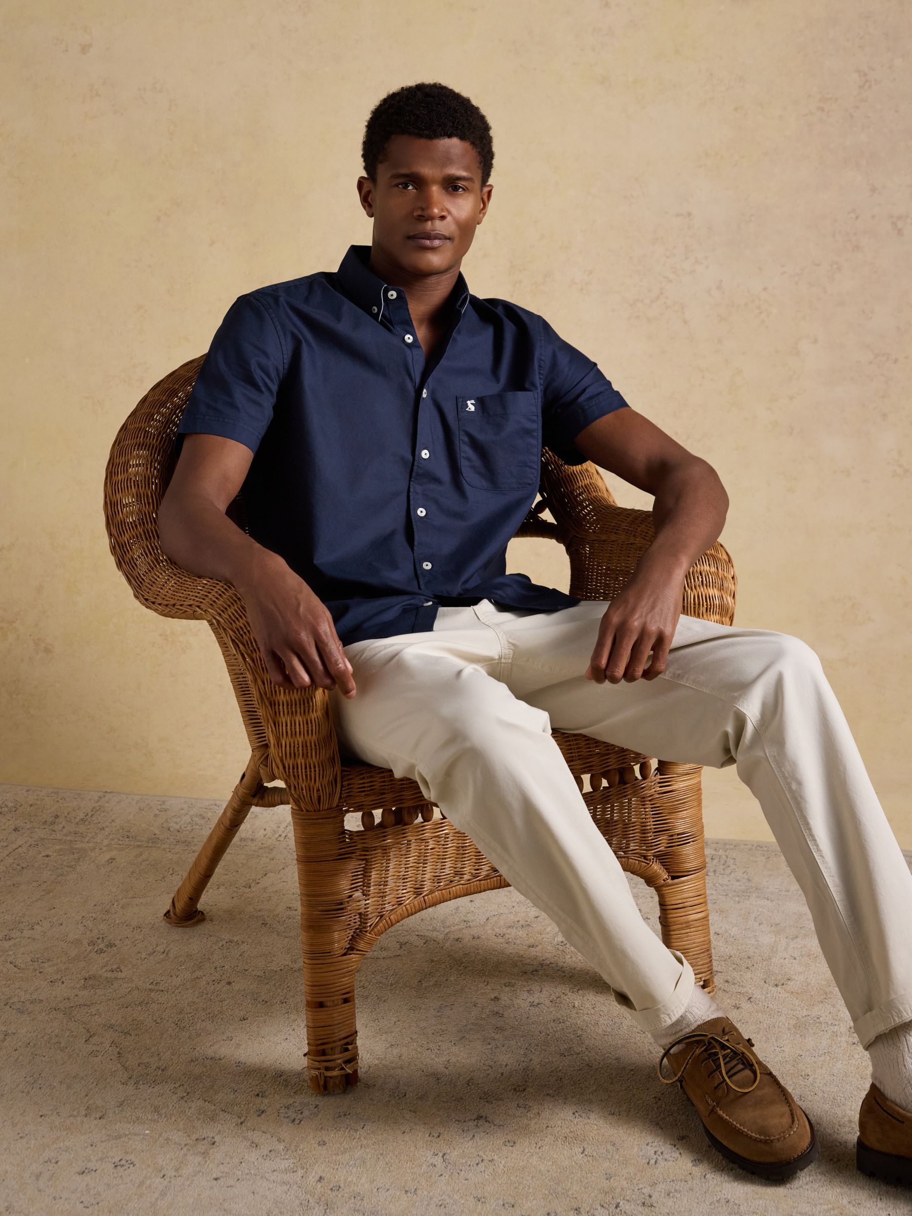 Oxford Navy Short Sleeve Classic Fit Cotton Shirt - Image 3 of 9