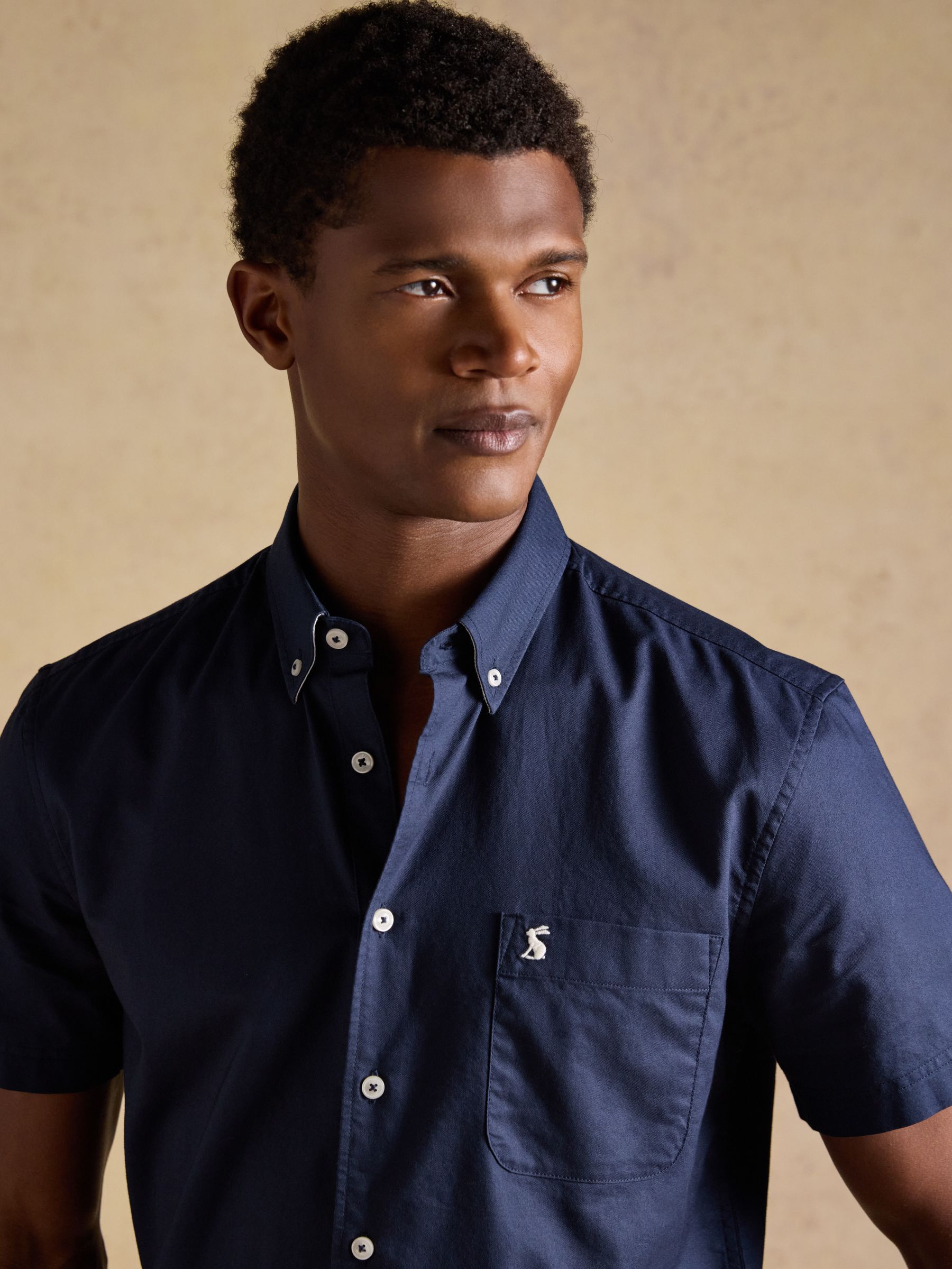 Oxford Navy Short Sleeve Classic Fit Cotton Shirt - Image 4 of 9