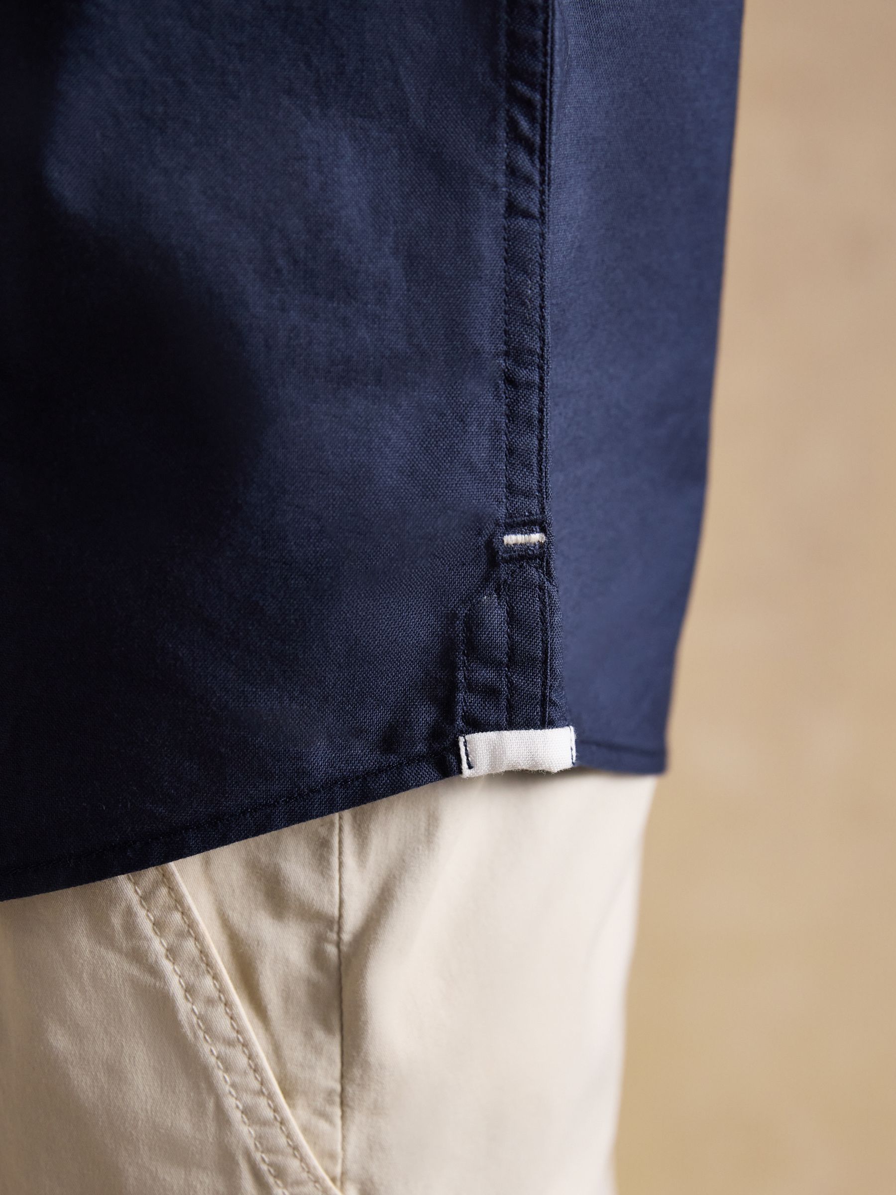 Oxford Navy Short Sleeve Classic Fit Cotton Shirt - Image 6 of 9