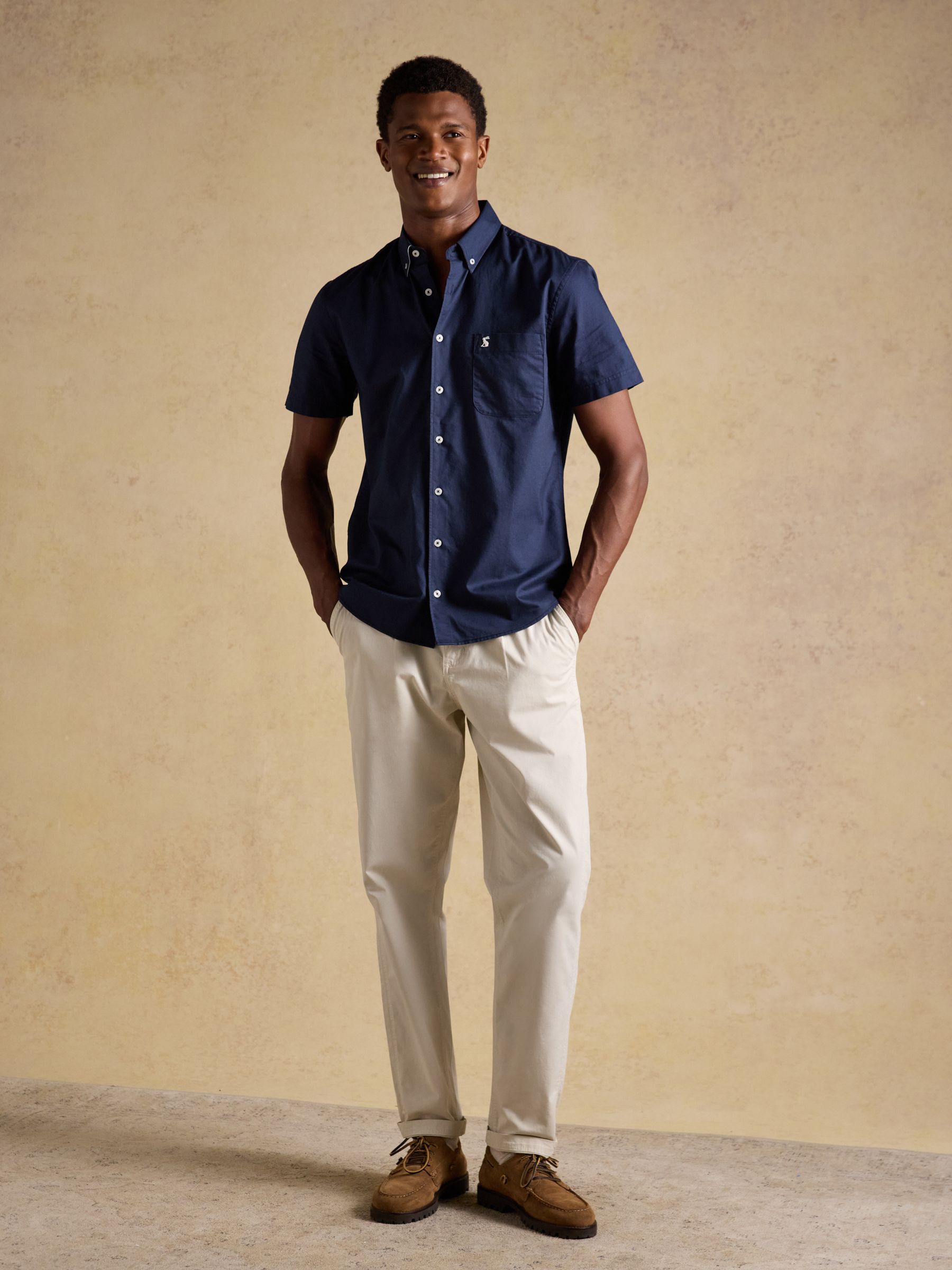 Oxford Navy Short Sleeve Classic Fit Cotton Shirt - Image 7 of 9