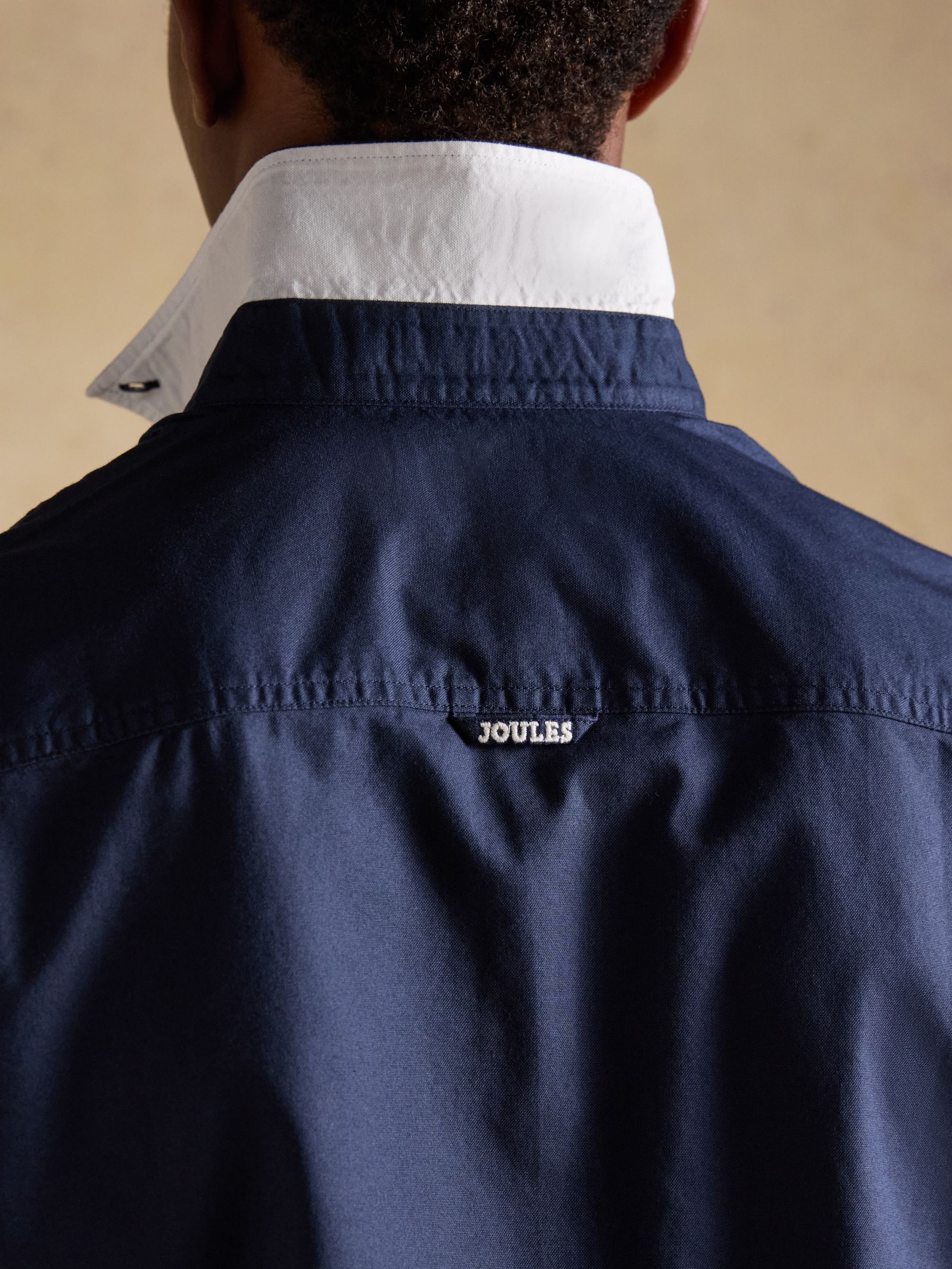 Oxford Navy Short Sleeve Classic Fit Cotton Shirt - Image 8 of 9