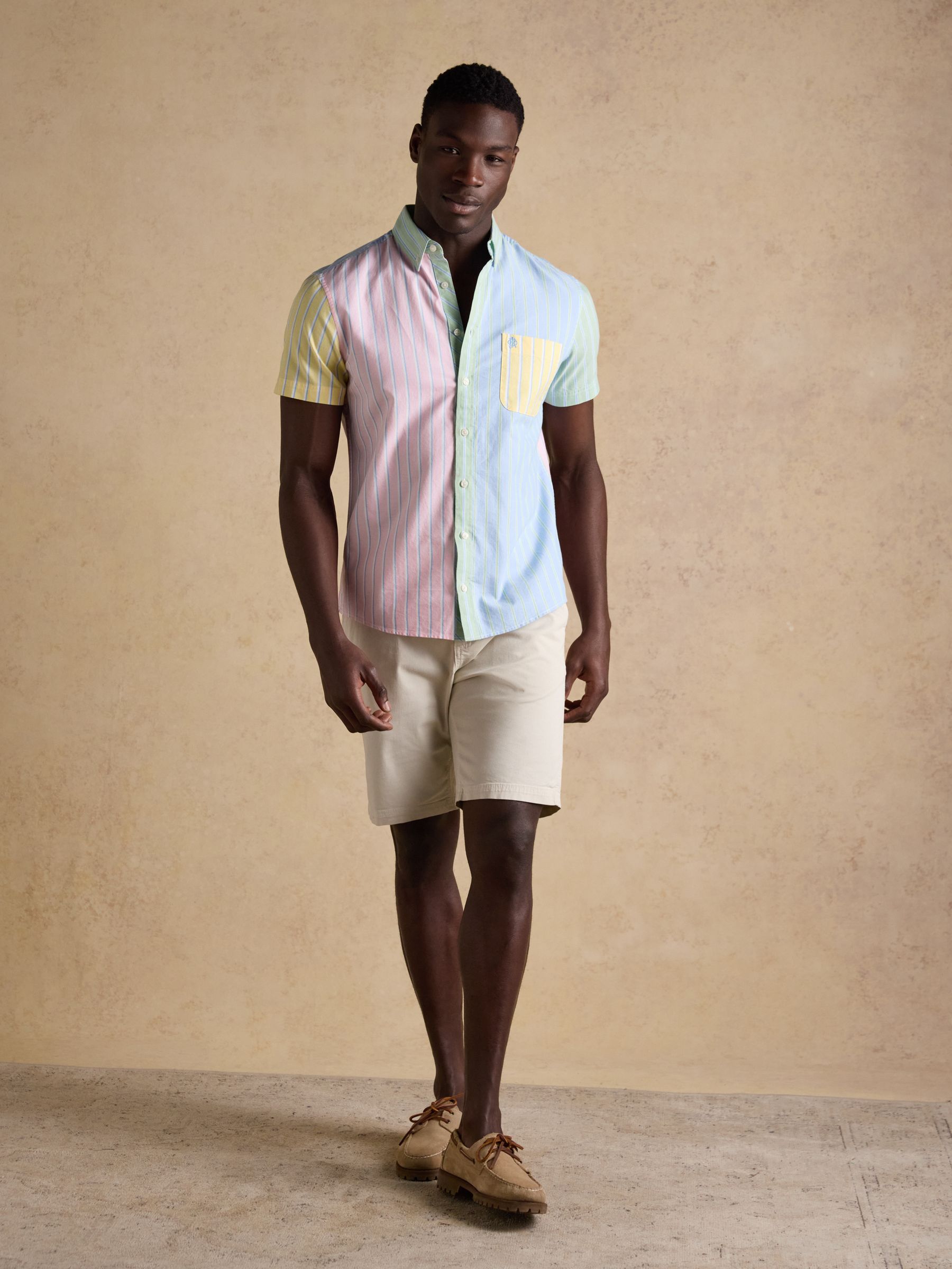 Oxford Multi Stripe Short Sleeve Classic Fit Cotton Shirt - Image 4 of 9