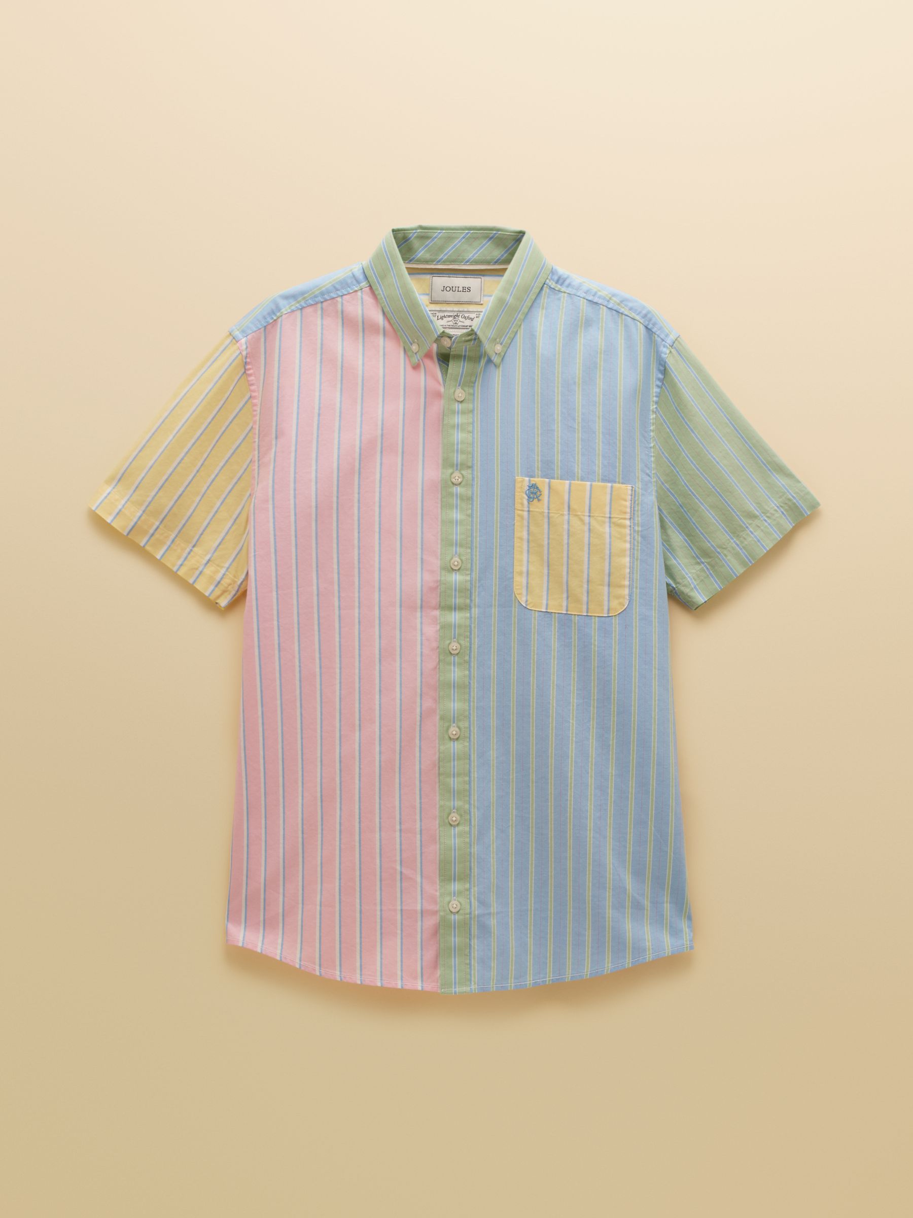 Oxford Multi Stripe Short Sleeve Classic Fit Cotton Shirt - Image 9 of 9