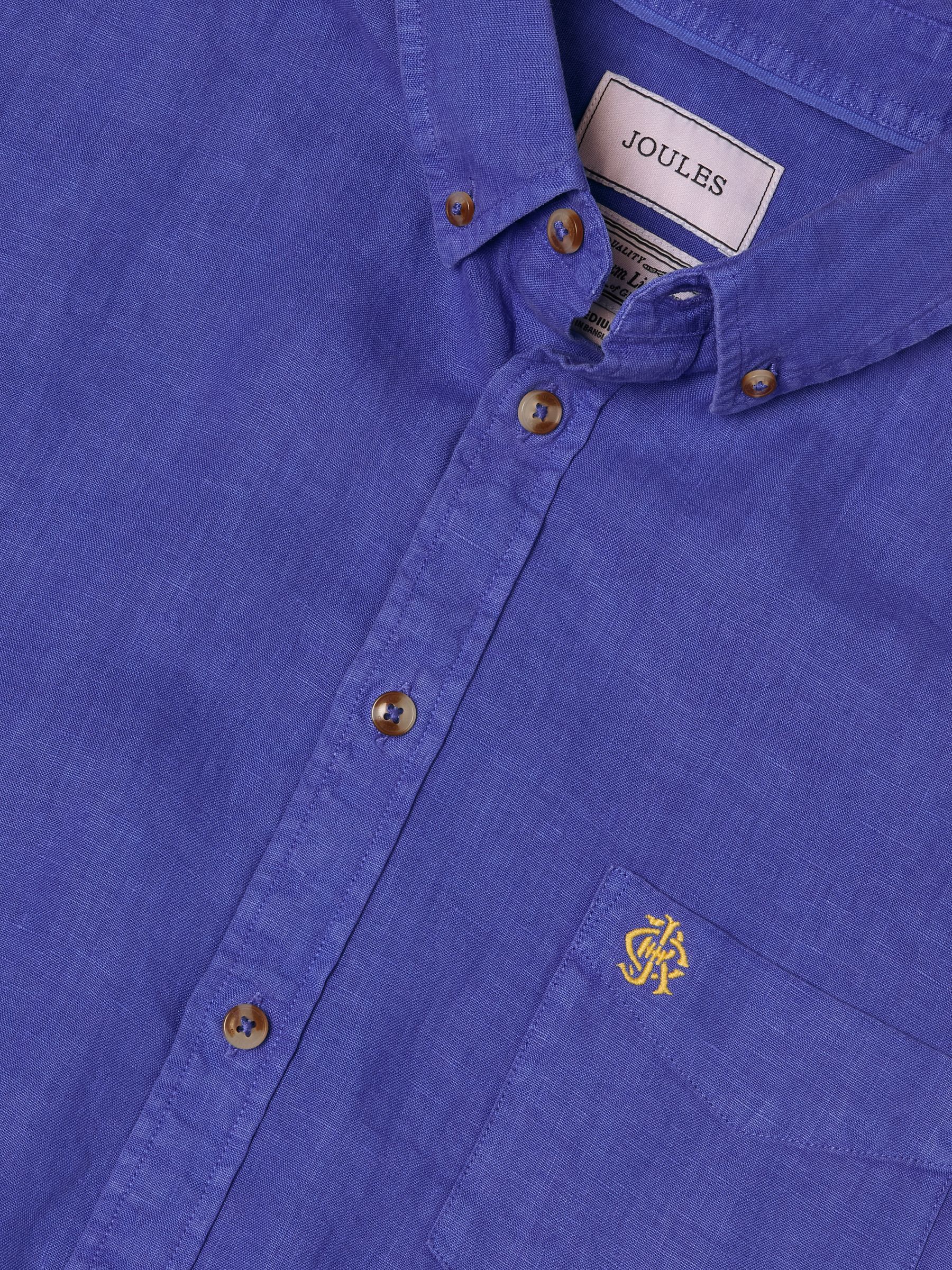 Blue 100% Linen Short Sleeve Classic Fit Shirt - Image 2 of 8