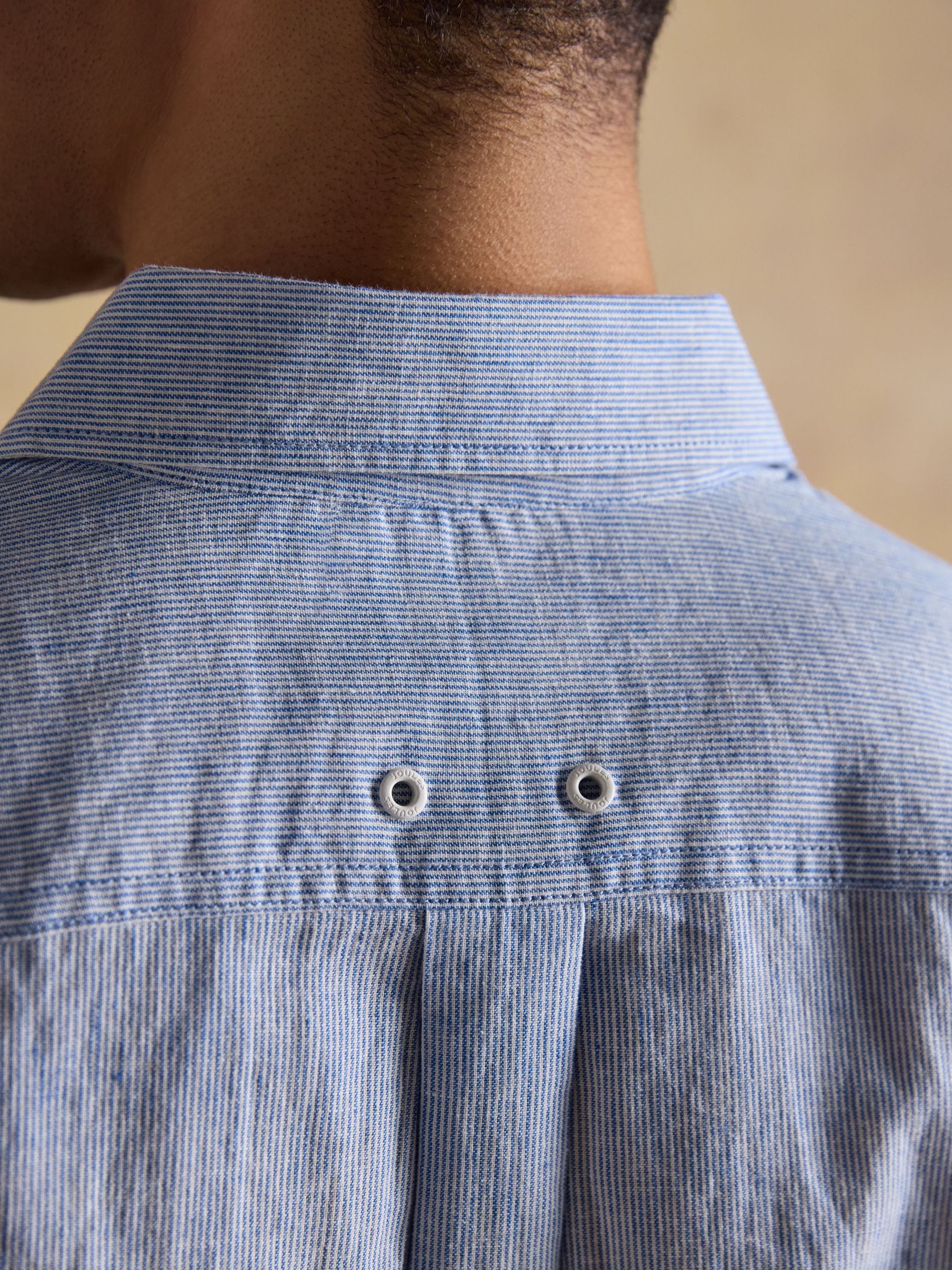 Linen Blend Light Blue Short Sleeve Shirt - Image 8 of 9