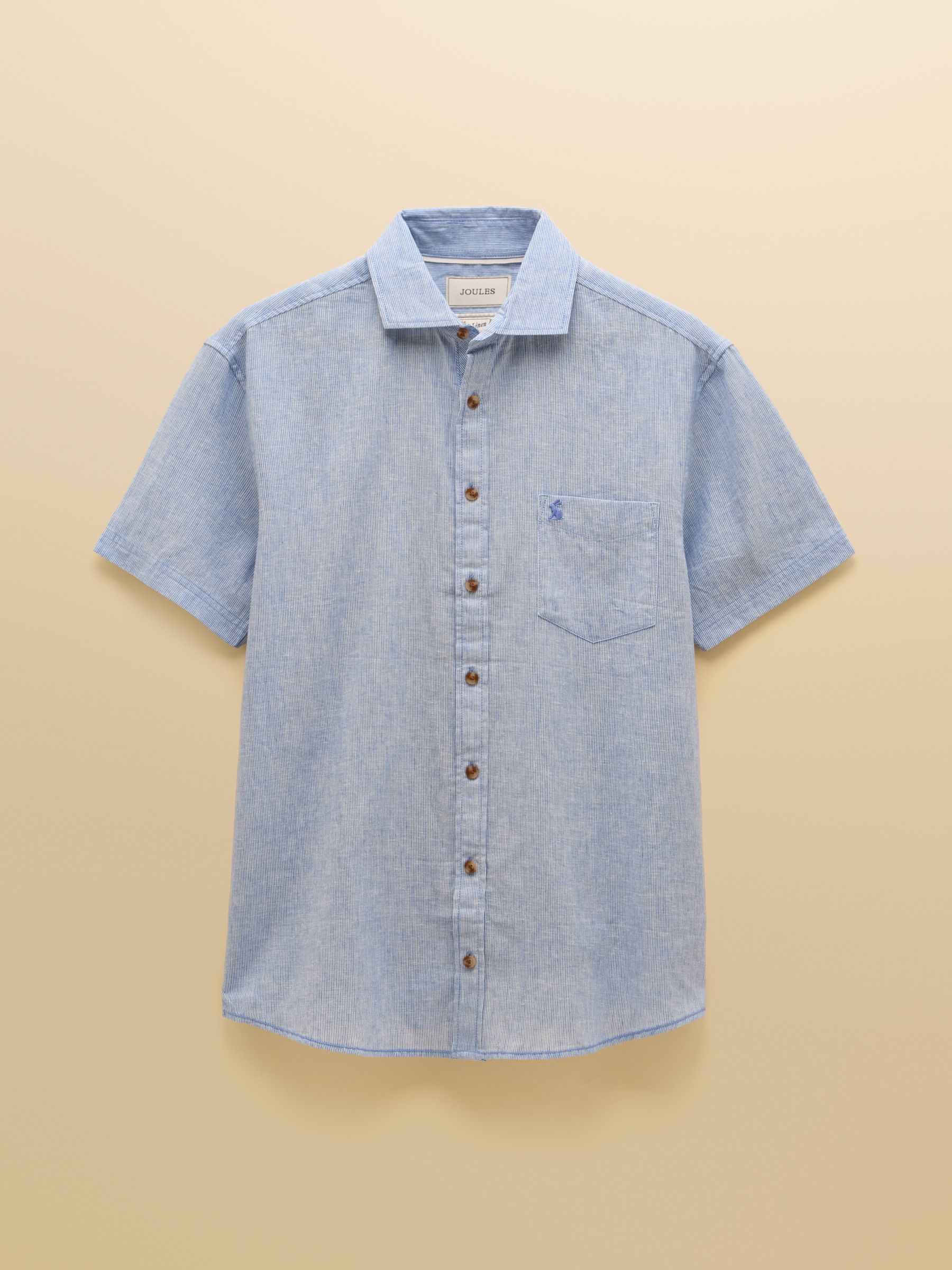 Linen Blend Light Blue Short Sleeve Shirt - Image 9 of 9