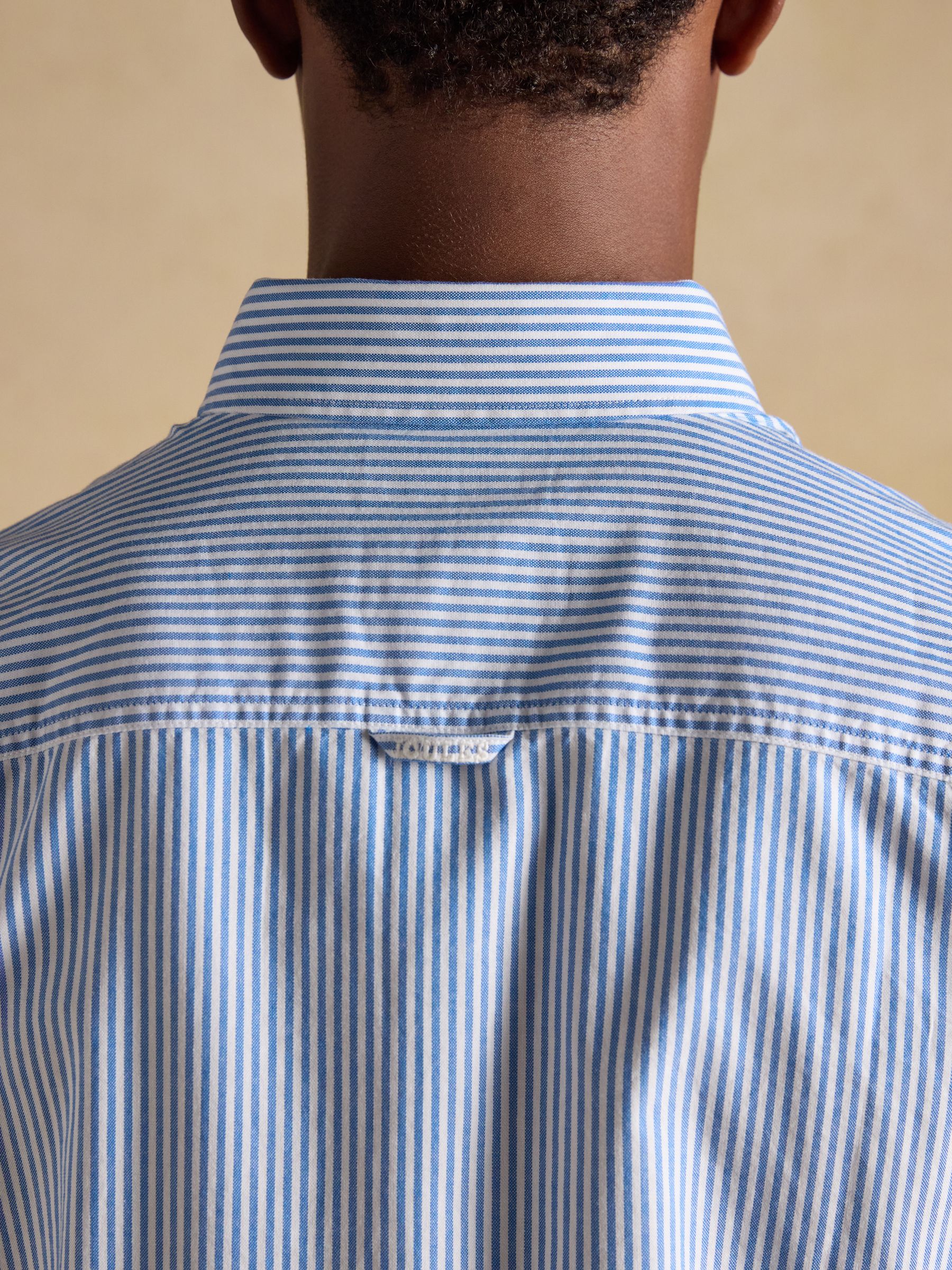 Oxford Blue Stripe Short Sleeve Classic Fit Cotton Shirt - Image 8 of 9