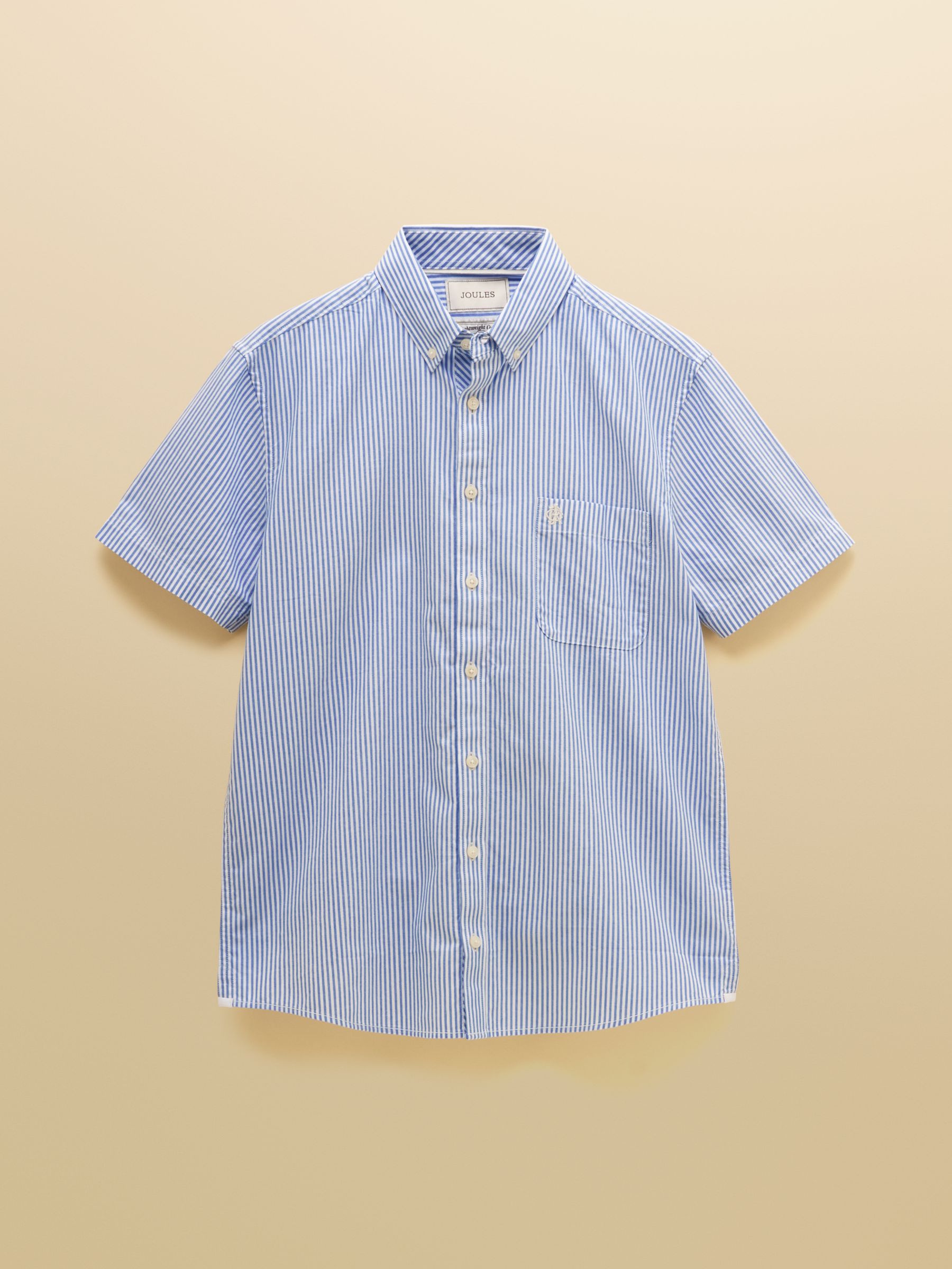 Oxford Blue Stripe Short Sleeve Classic Fit Cotton Shirt - Image 9 of 9