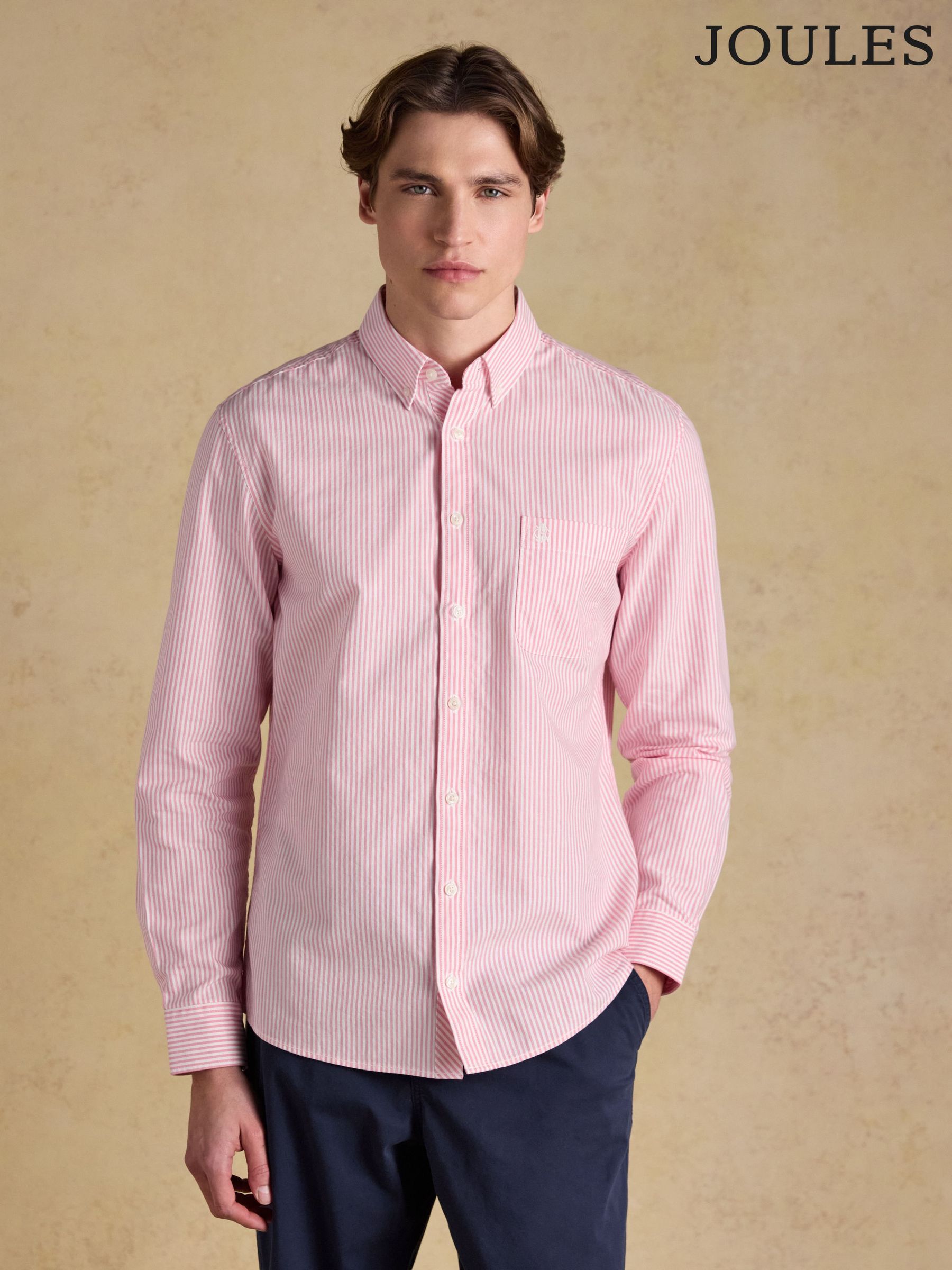Pink & White Striped Classic Fit Oxford Shirt - Image 14 of 14