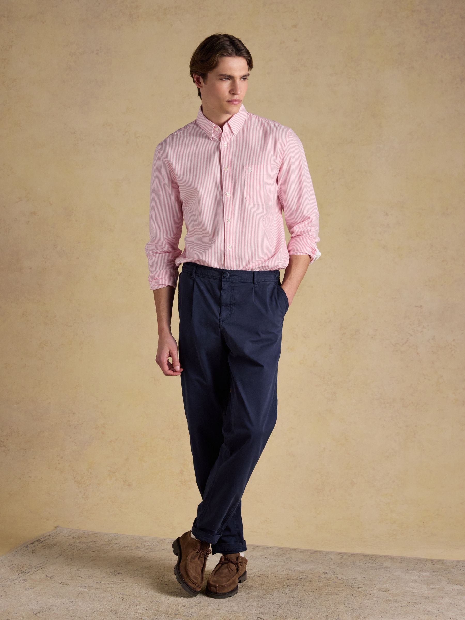 Pink & White Striped Classic Fit Oxford Shirt - Image 3 of 9
