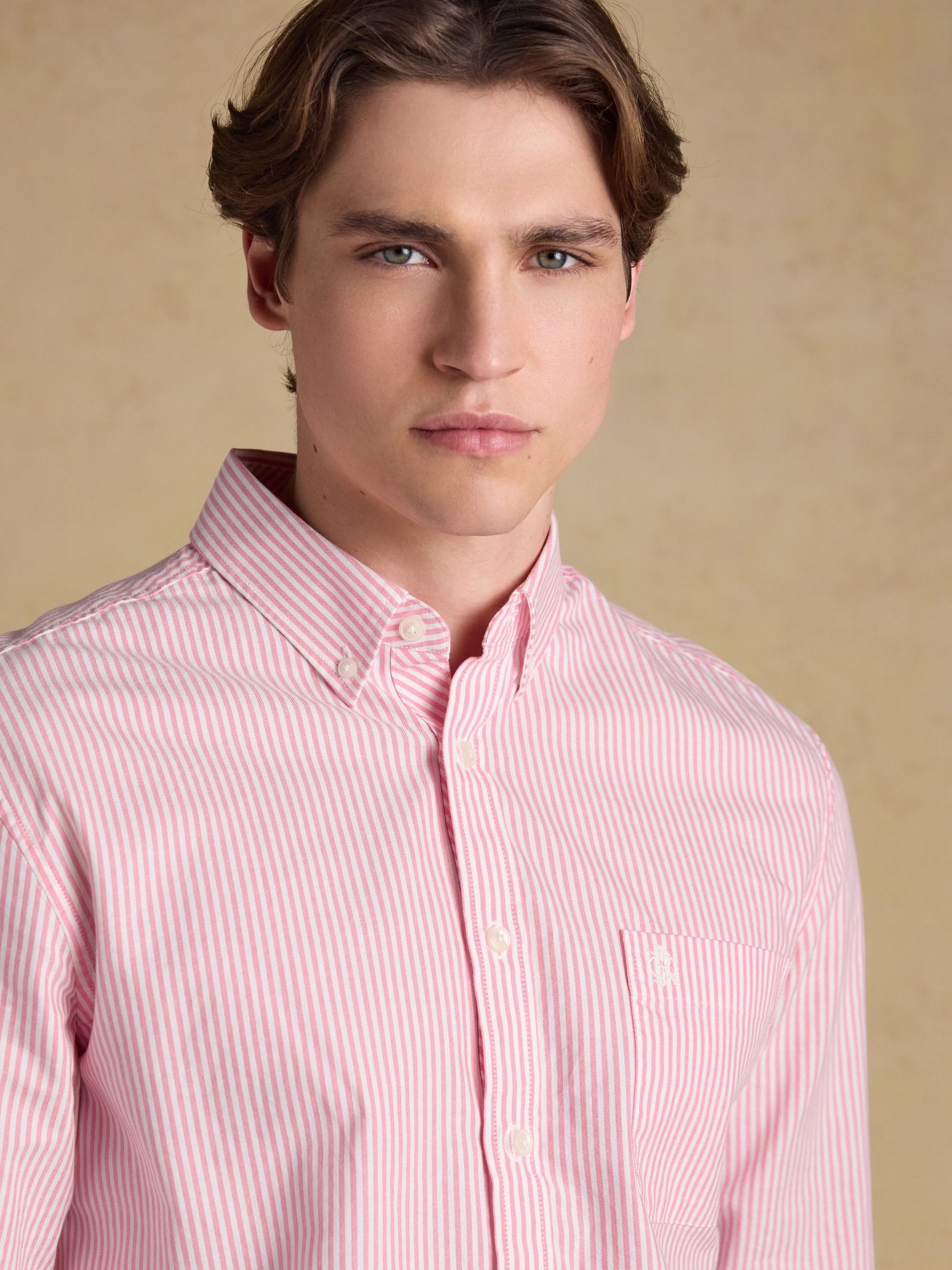 Pink & White Striped Classic Fit Oxford Shirt - Image 5 of 9