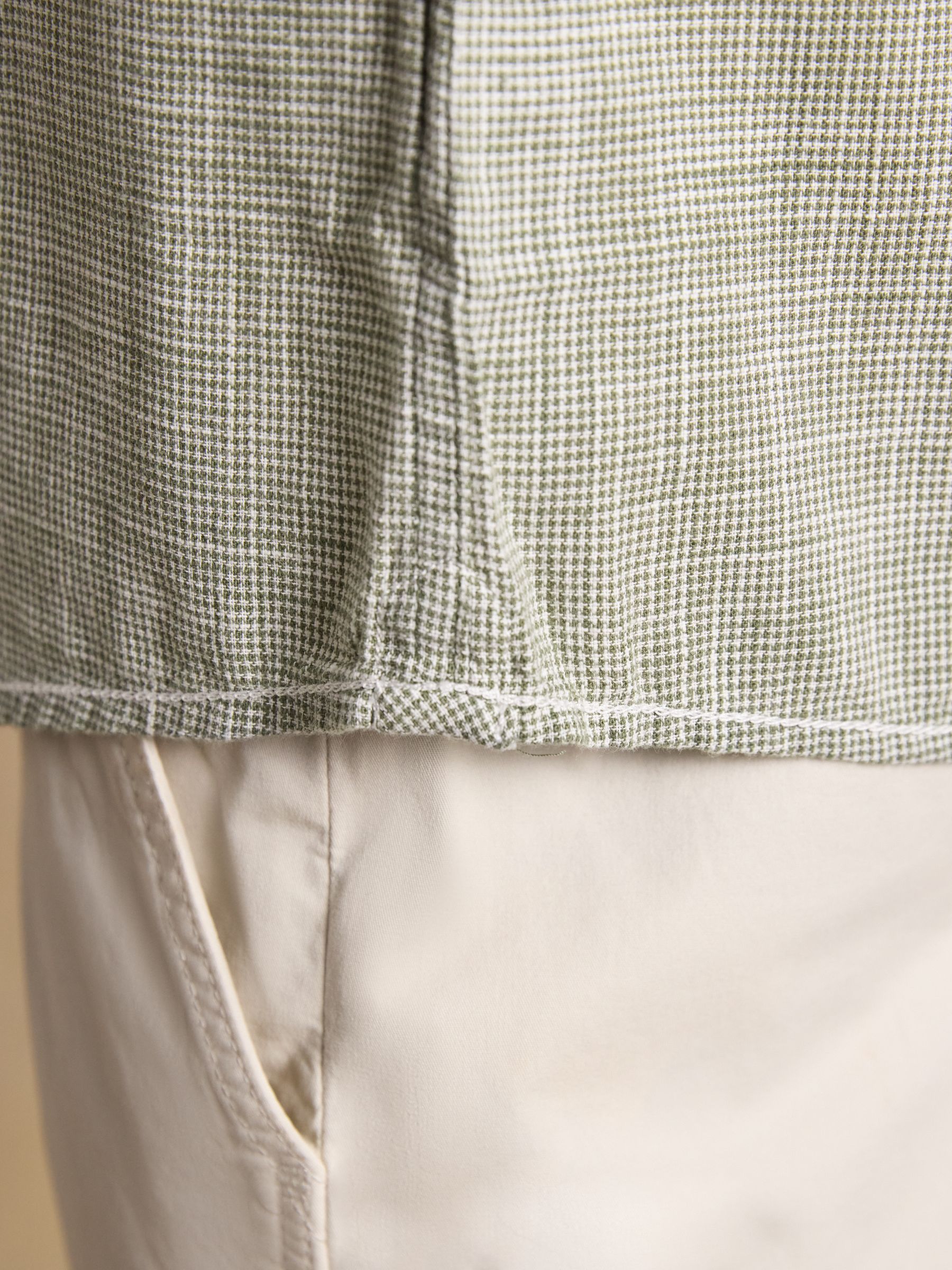 Khaki Green Puppytooth Short Sleeve Classic Fit Shirt - Image 8 of 9