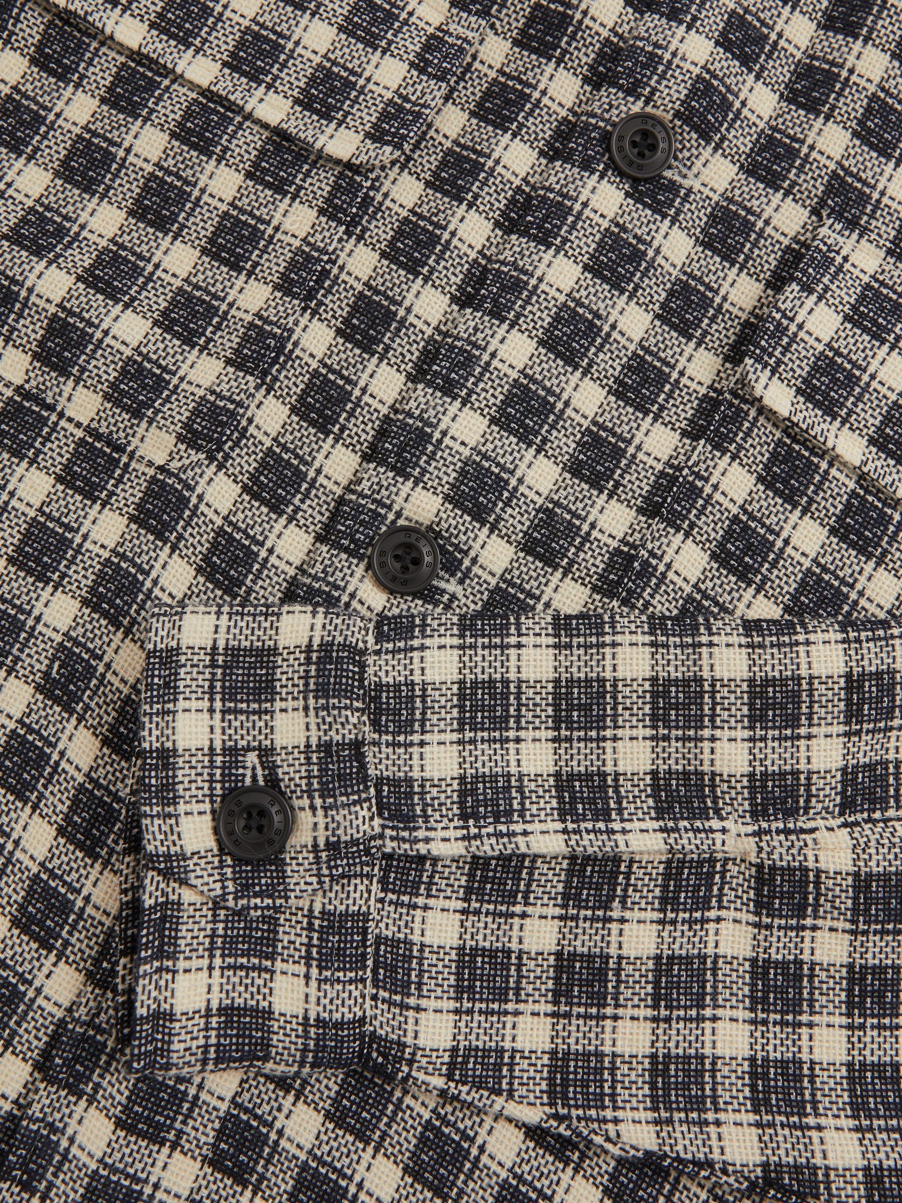 Woven Check Twin Pocket Overshirt in Navy/White - Image 7 of 7