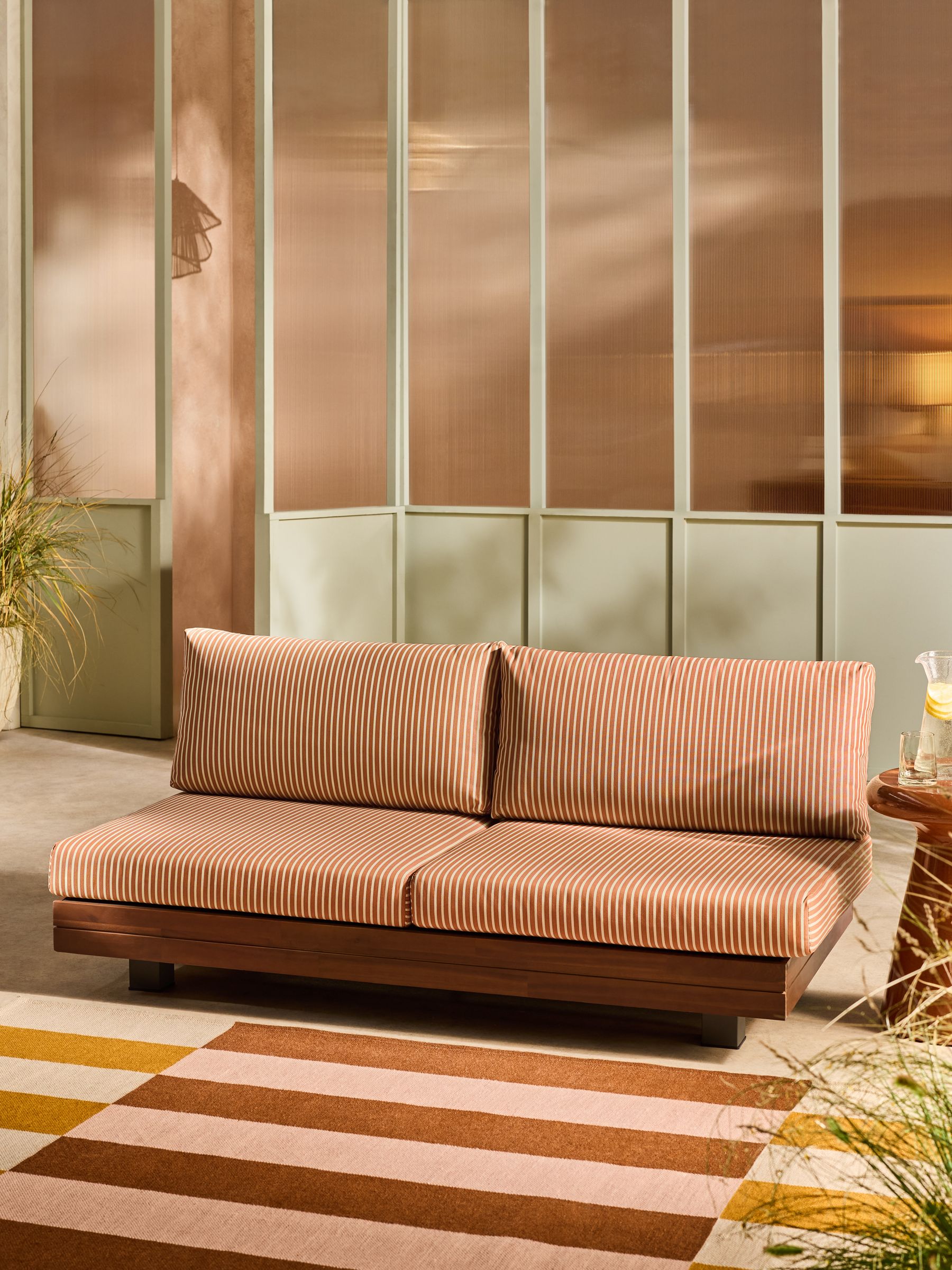 Avarna Garden 2 Seater Sofa in Green and Rust Stripe - Image 1 of 5