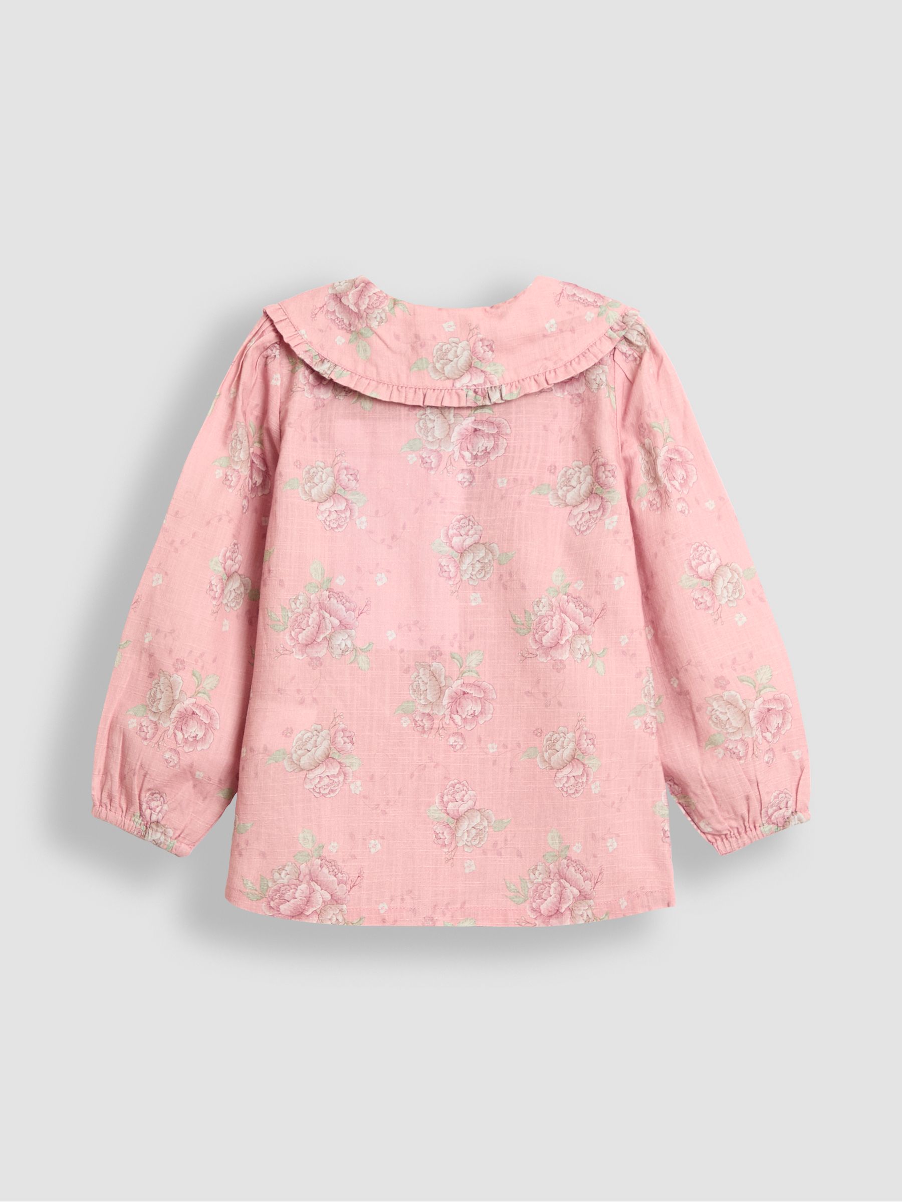 Pink Floral Rose Printed Pinafore Dress & Blouse Set - Image 5 of 5