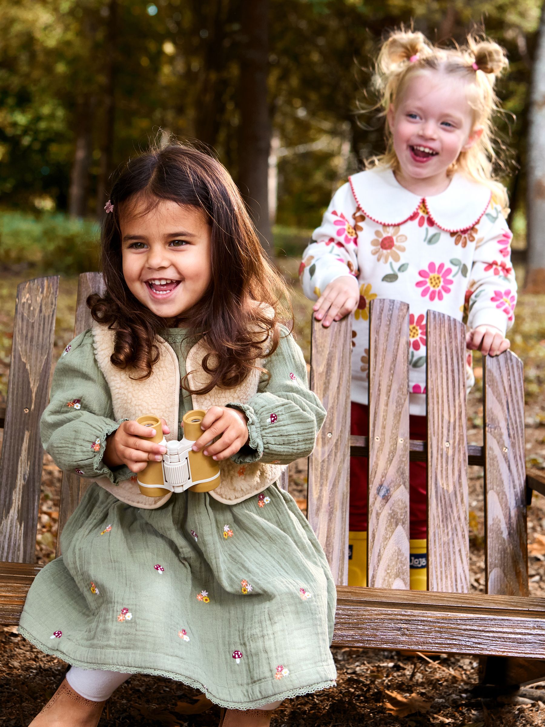 Olive Green Floral Embroidered Dress & Gilet Set | JoJo Maman Bébé USA