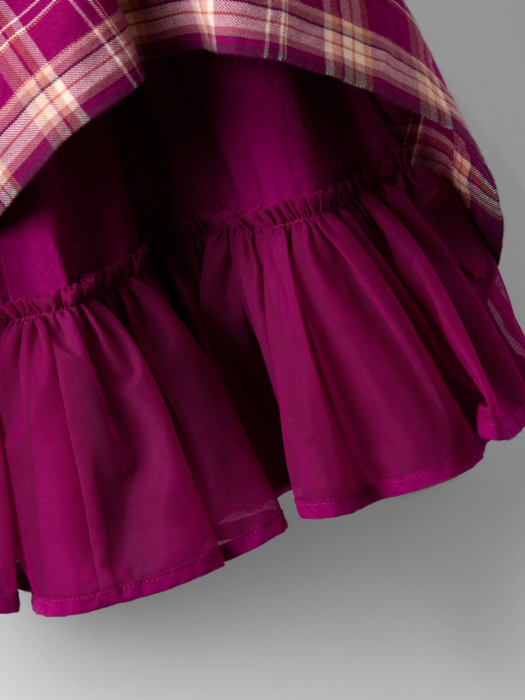 Burgundy Smocked Tartan Party Dress - Image 3 of 4
