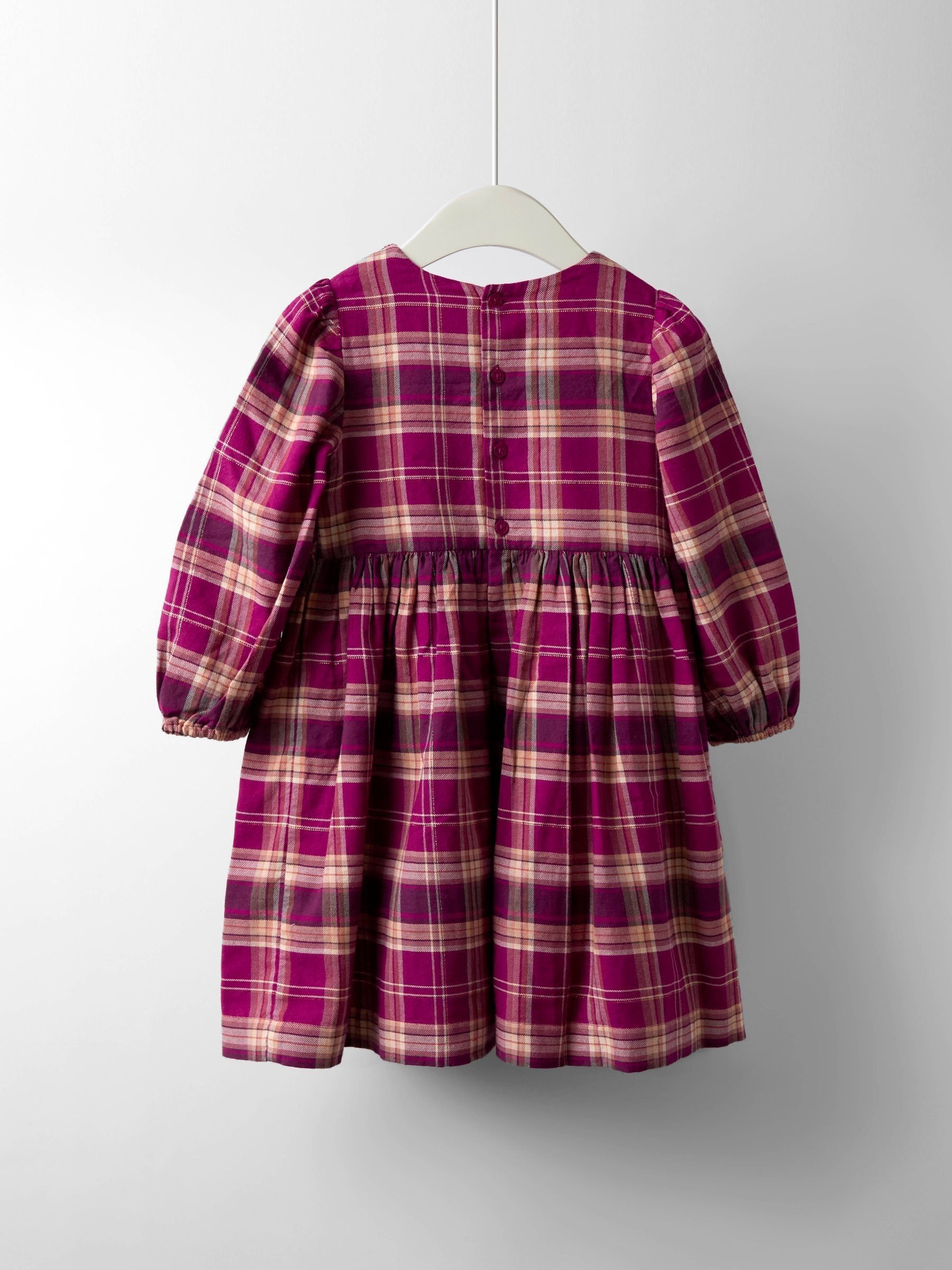 Burgundy Smocked Tartan Party Dress - Image 4 of 4