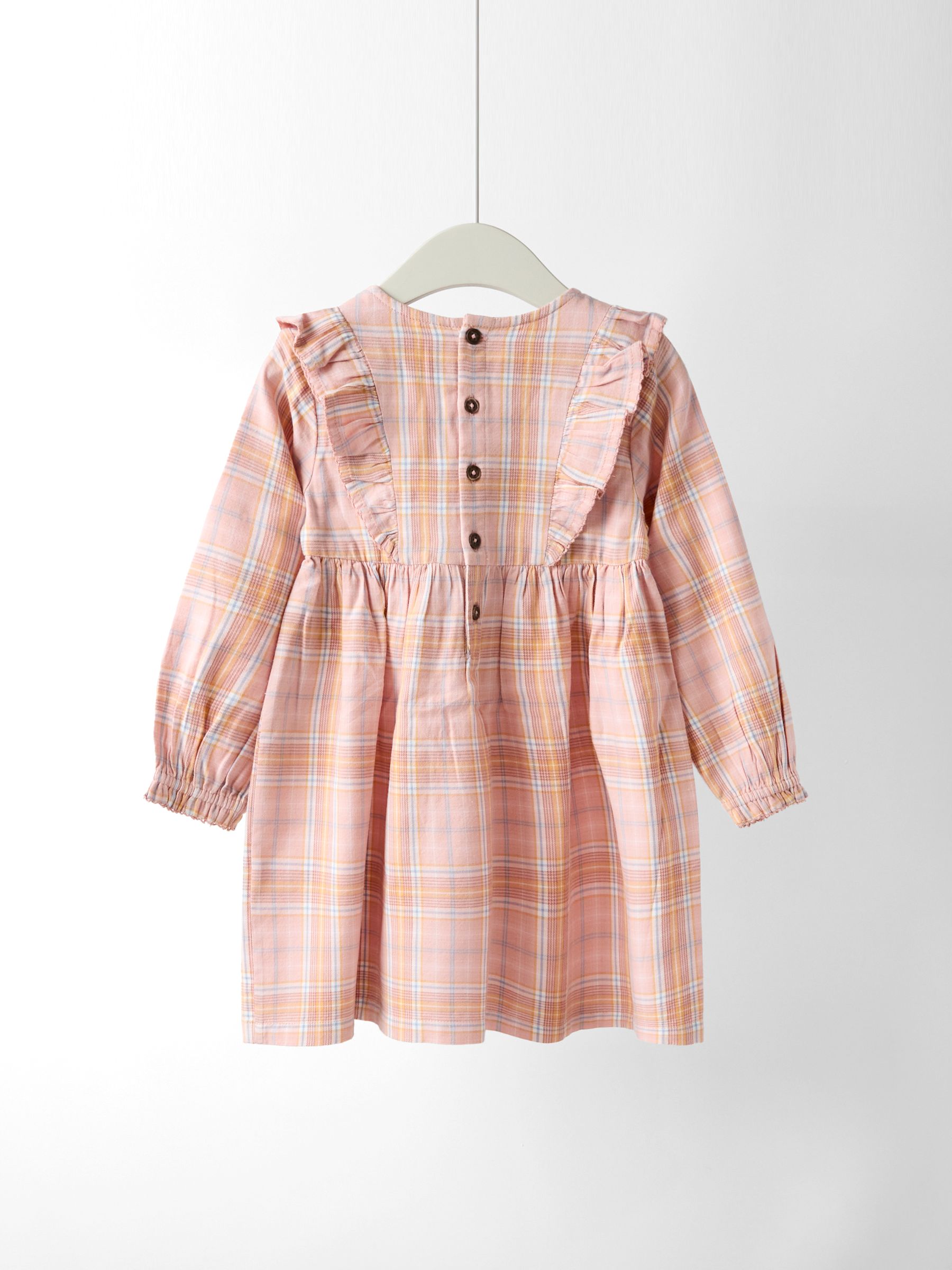 Pink Check Frill Sleeve Embroidered Dress - Image 2 of 5