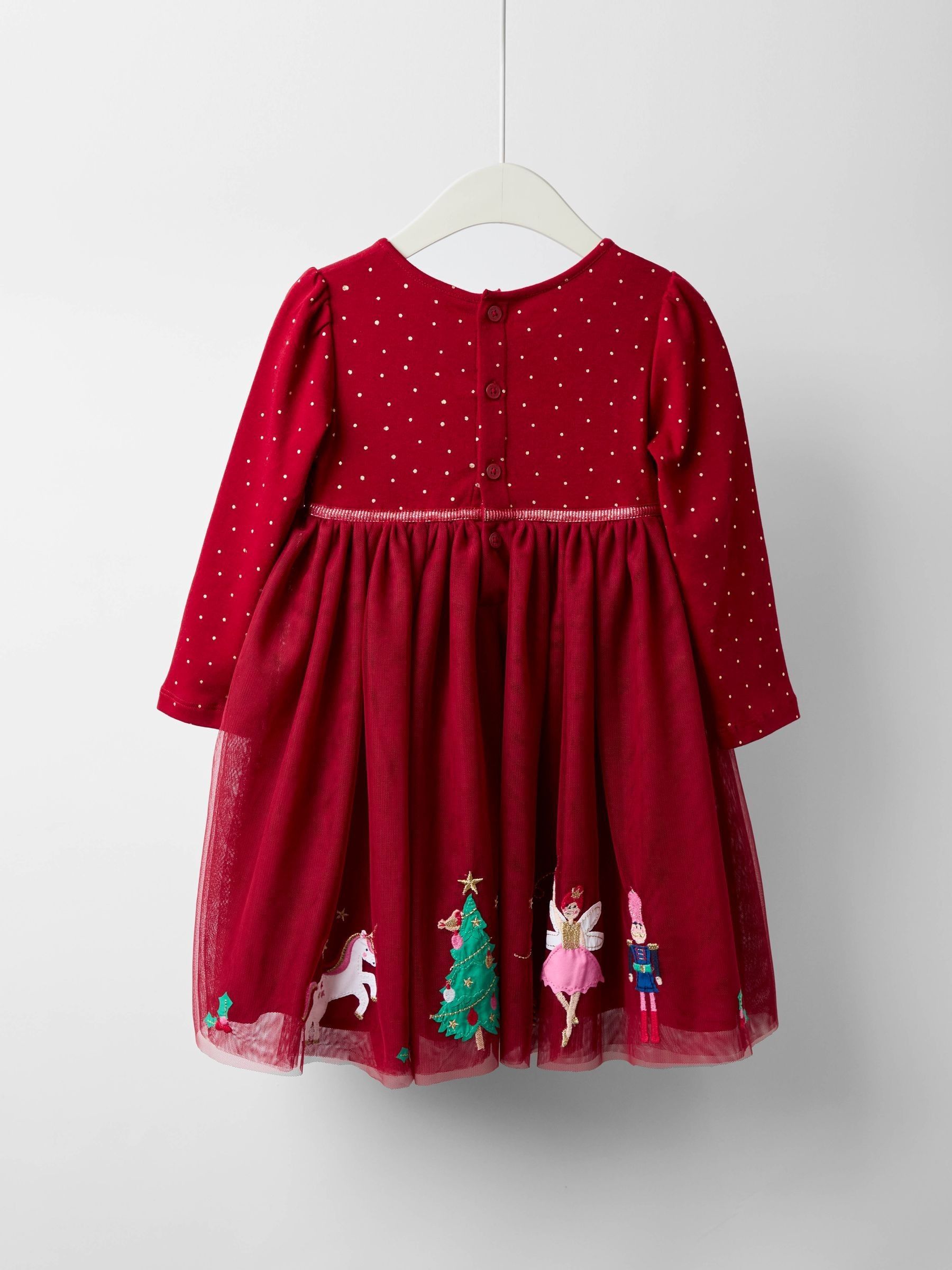 Red Christmas Friends Appliqué Tulle Party Dress - Image 4 of 4