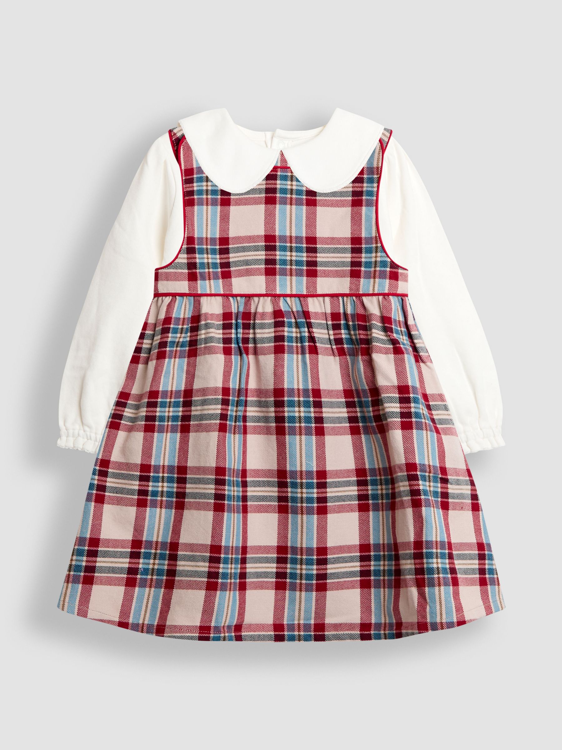 Red Check Dress & Peter Pan Collar Top Set - Image 1 of 6