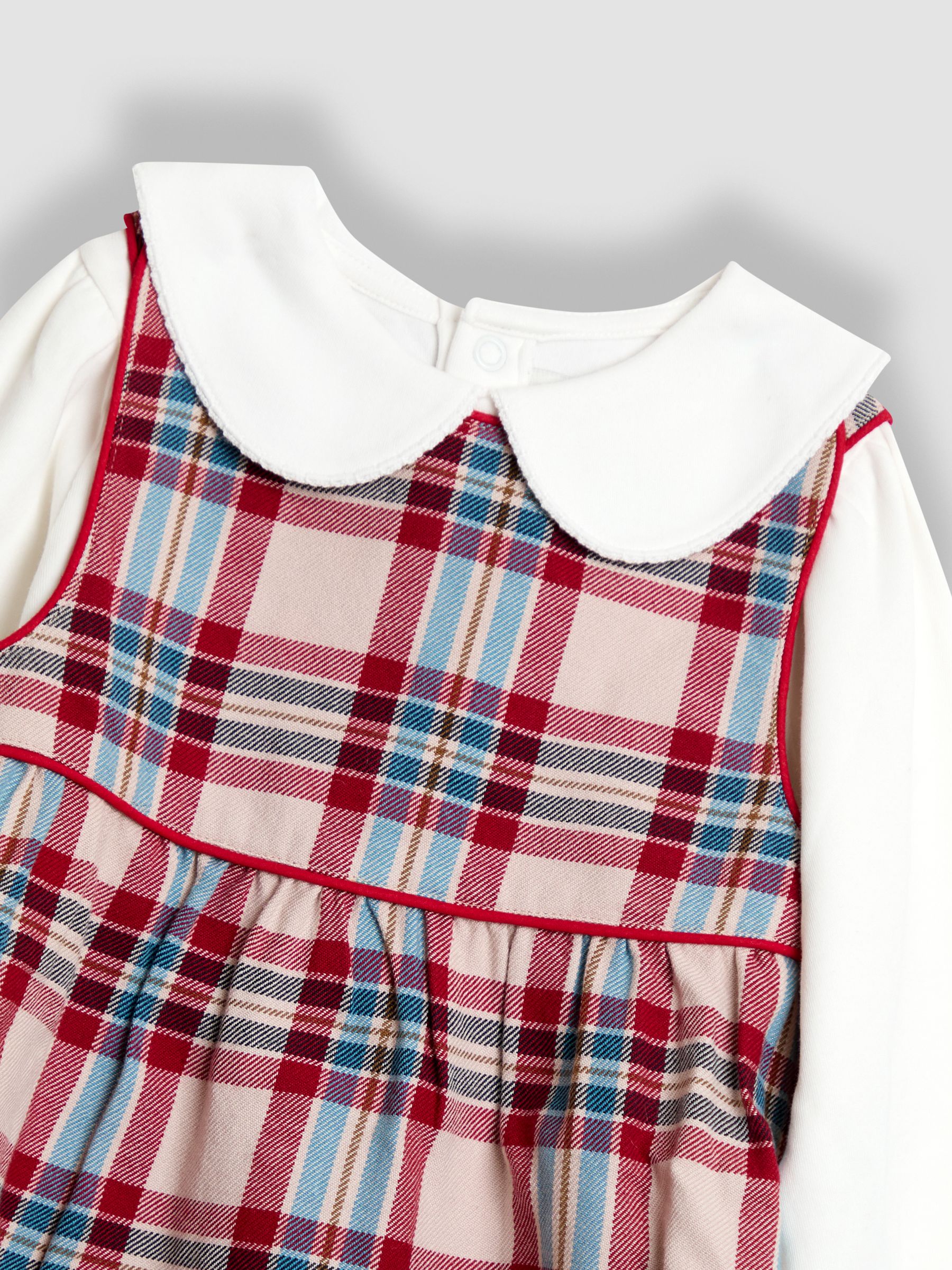 Red Check Dress & Peter Pan Collar Top Set - Image 6 of 6