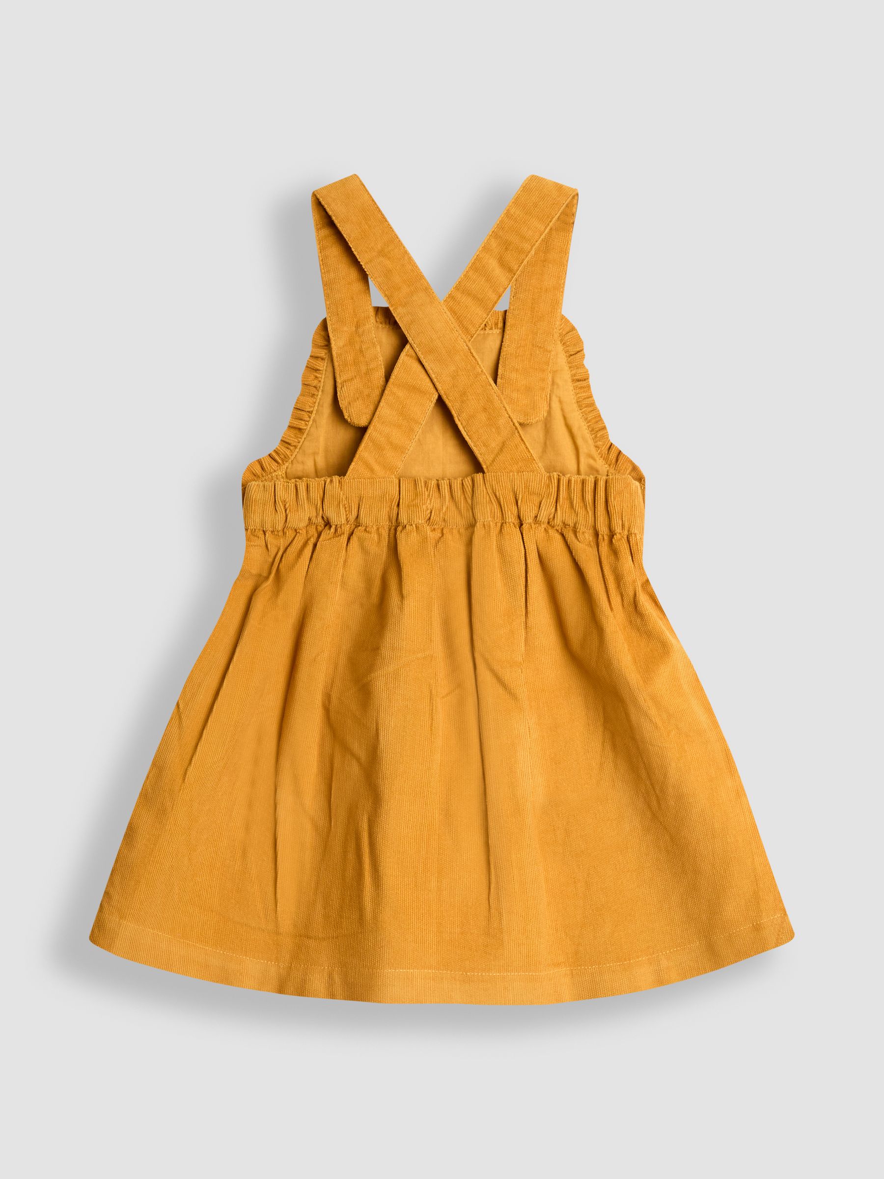 mustard yellow pinafore dress Mustard Yellow Embroidered Cord Pinafore Dress & Blouse Set