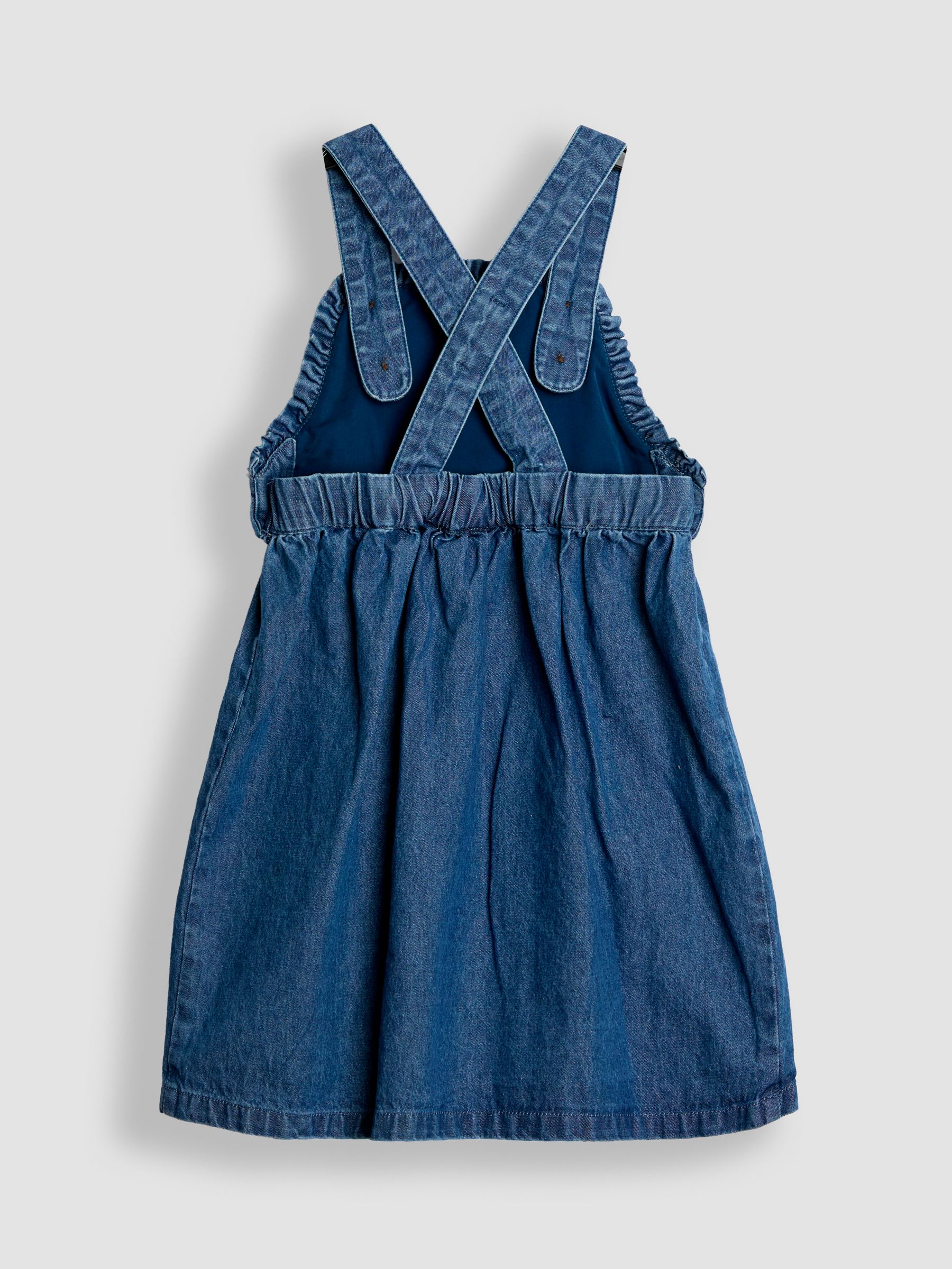 embroidered denim pinafore dress Native Embroidered Denim Pinafore Dress