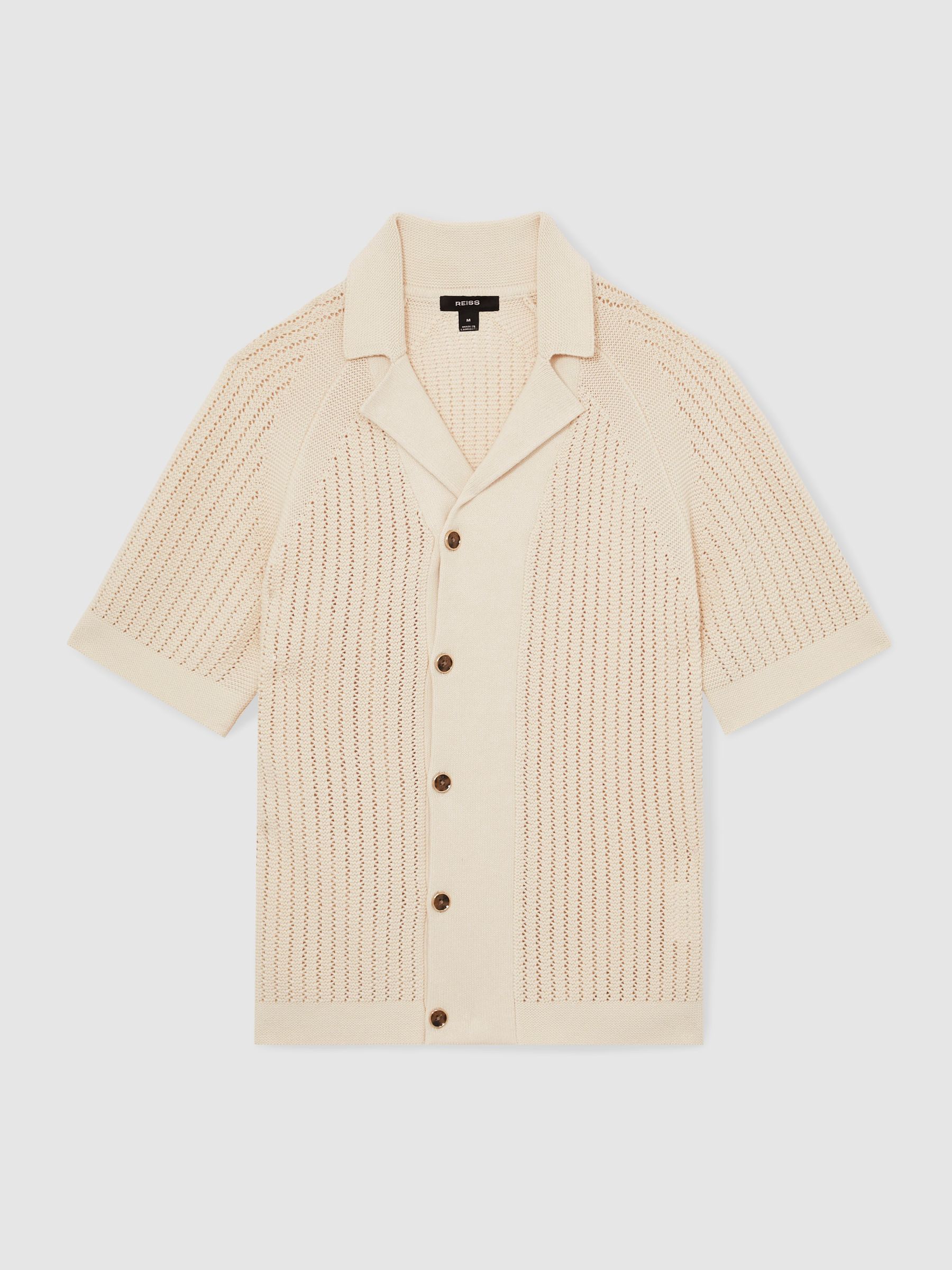 Cotton Textured-Knit Cuban-Collar Shirt in Light Stone - Image 2 of 7