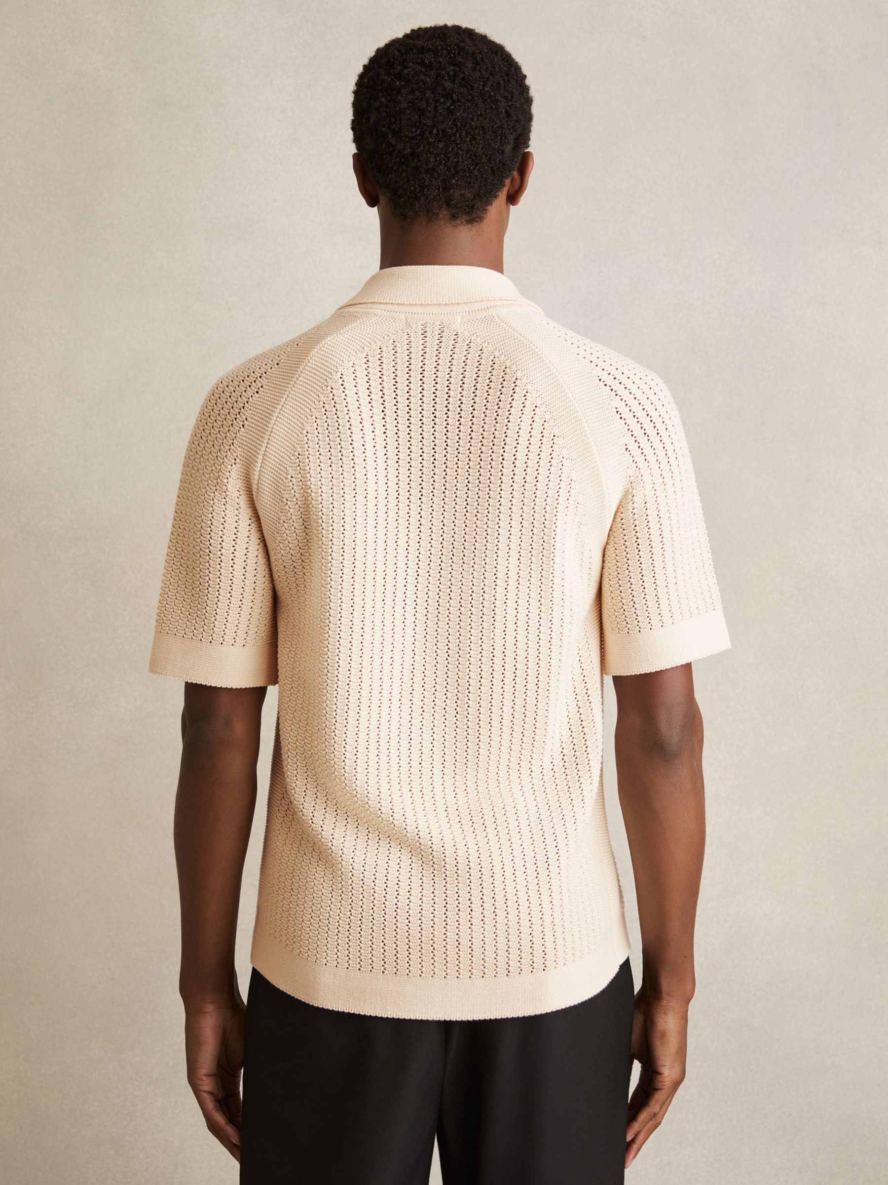 Cotton Textured-Knit Cuban-Collar Shirt in Light Stone - Image 5 of 7