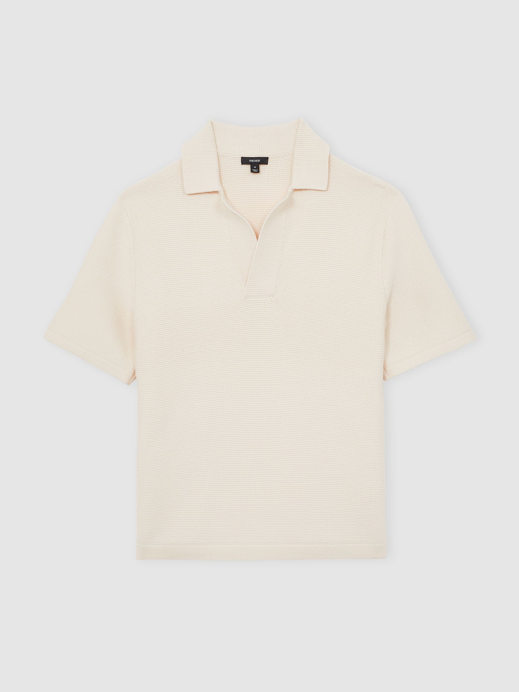Oversize Textured Polo Shirt Cotton-Blend in Off White - Image 2 of 8