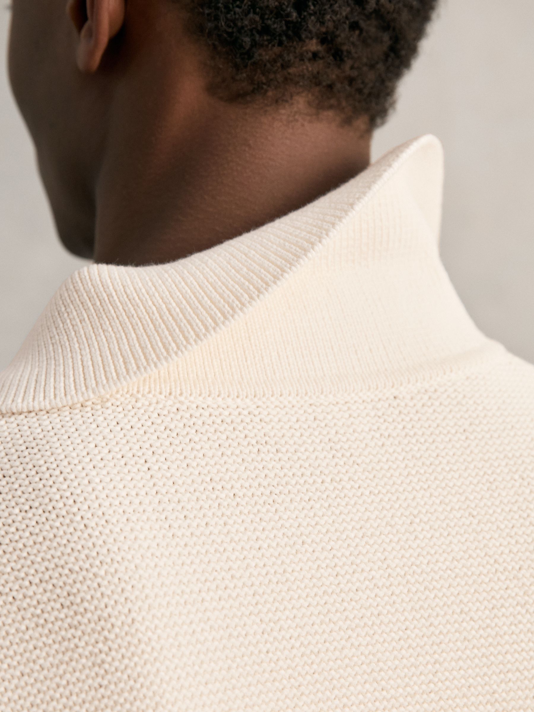 Oversize Textured Polo Shirt Cotton-Blend in Off White - Image 5 of 8
