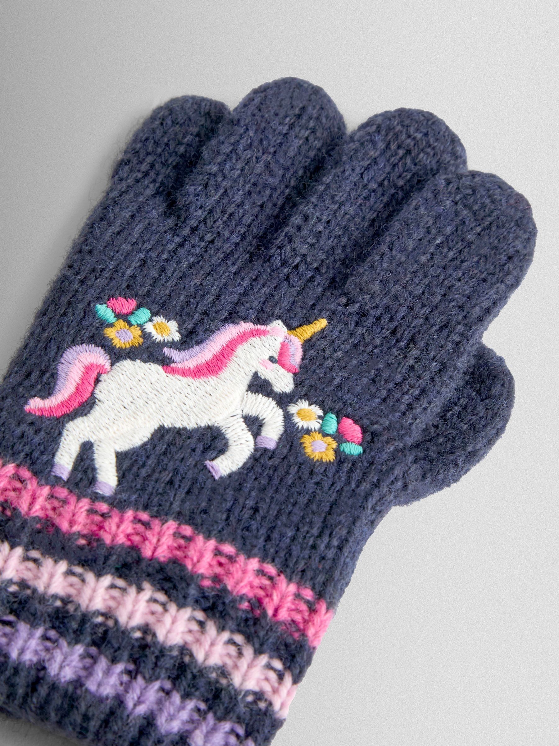 Navy Unicorn Appliqué Gloves - Image 2 of 3