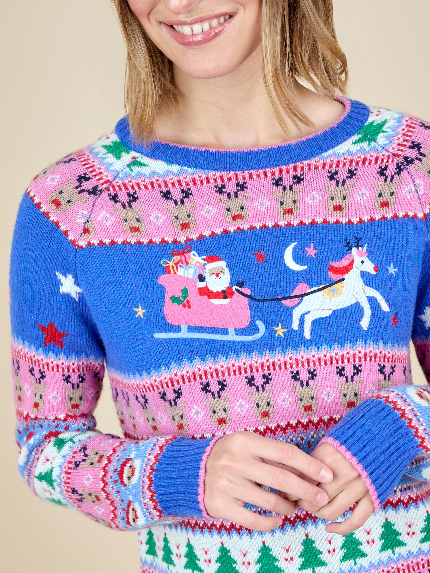 Pink Women's Santa & Unicorn Jumper - Image 3 of 3