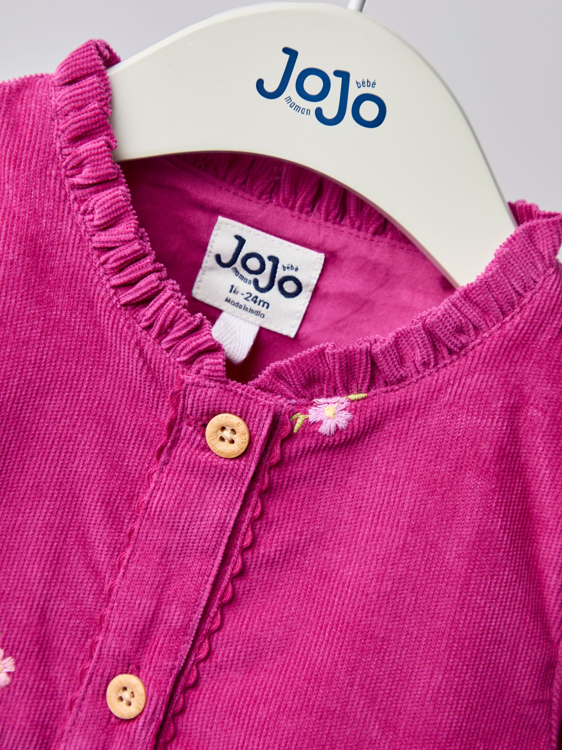 Purple Floral Embroidered Collar Cord Dress - Image 5 of 6