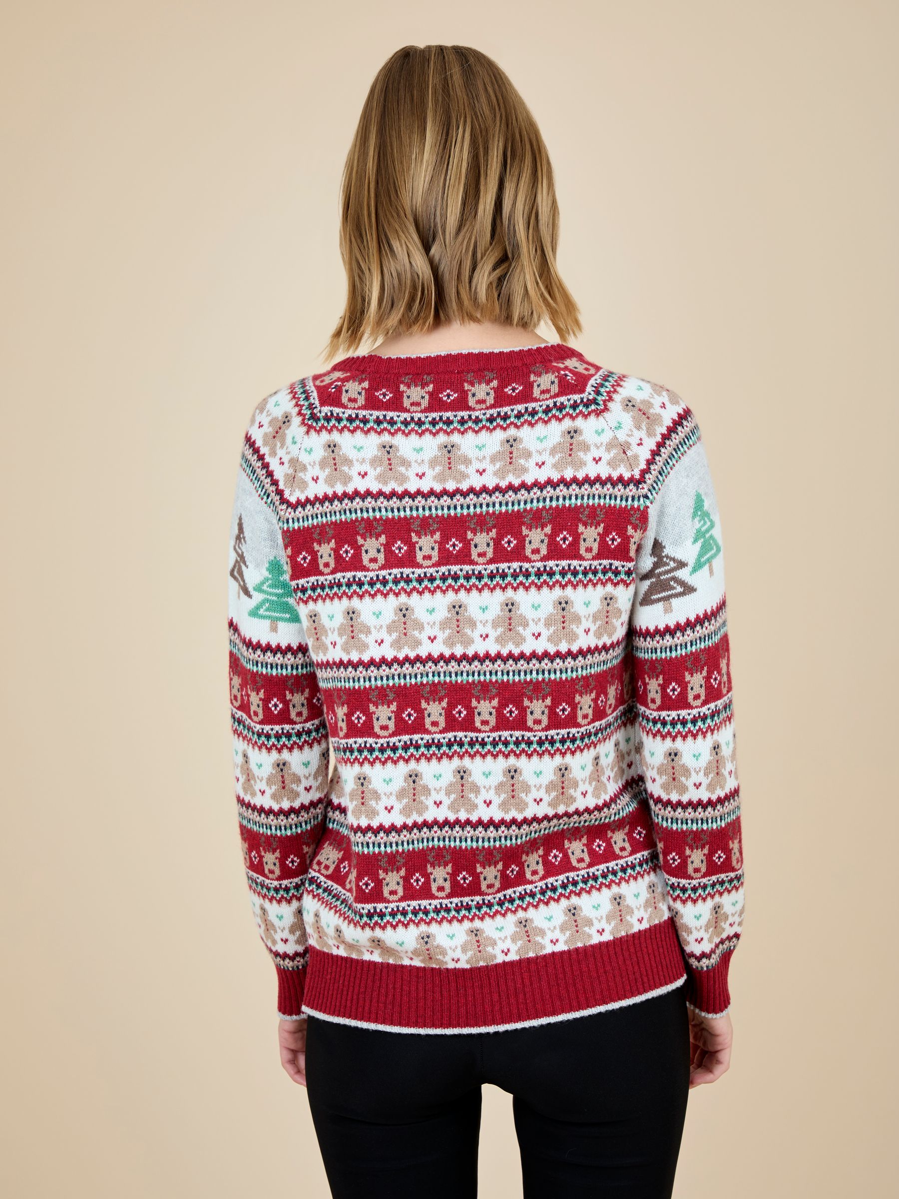 Burgundy Women's Christmas Scene Fairisle Jumper - Image 2 of 3