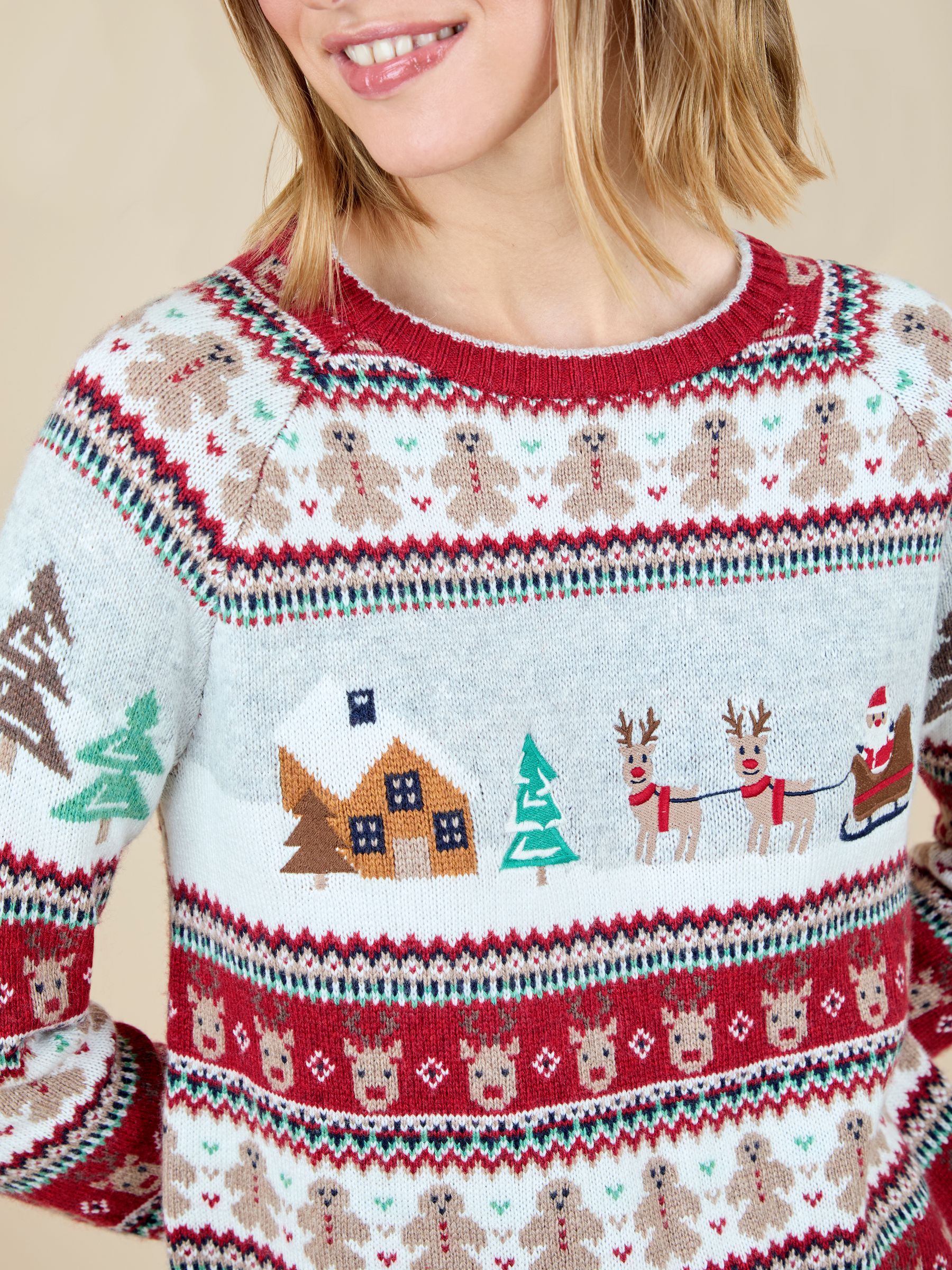 Burgundy Women's Christmas Scene Fairisle Jumper - Image 4 of 4 Burgundy Women's Christmas Scene Fairisle Jumper - Image 4 of 4