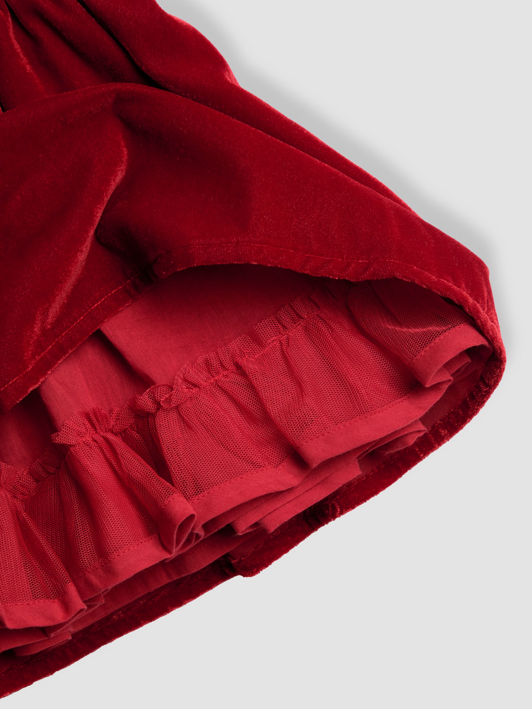 Red Frill Collar Blouse & Velvet Skirt Set - Image 7 of 7