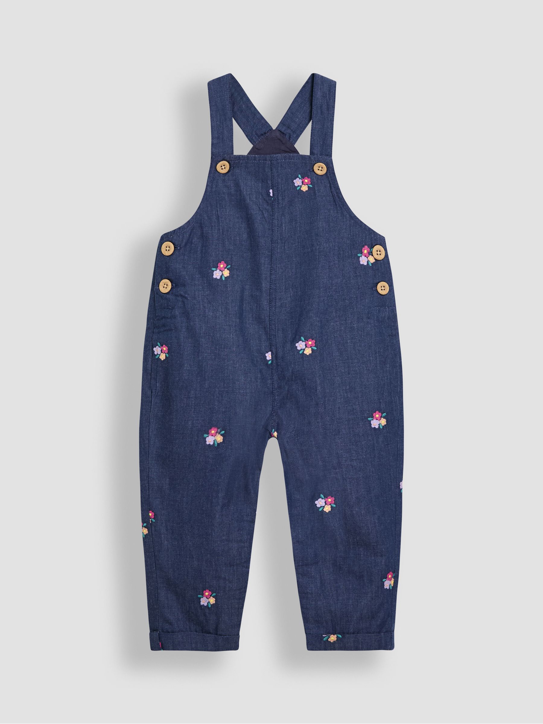 Blue Chambray Embroidered Dungarees & Rib Top Set - Image 2 of 6