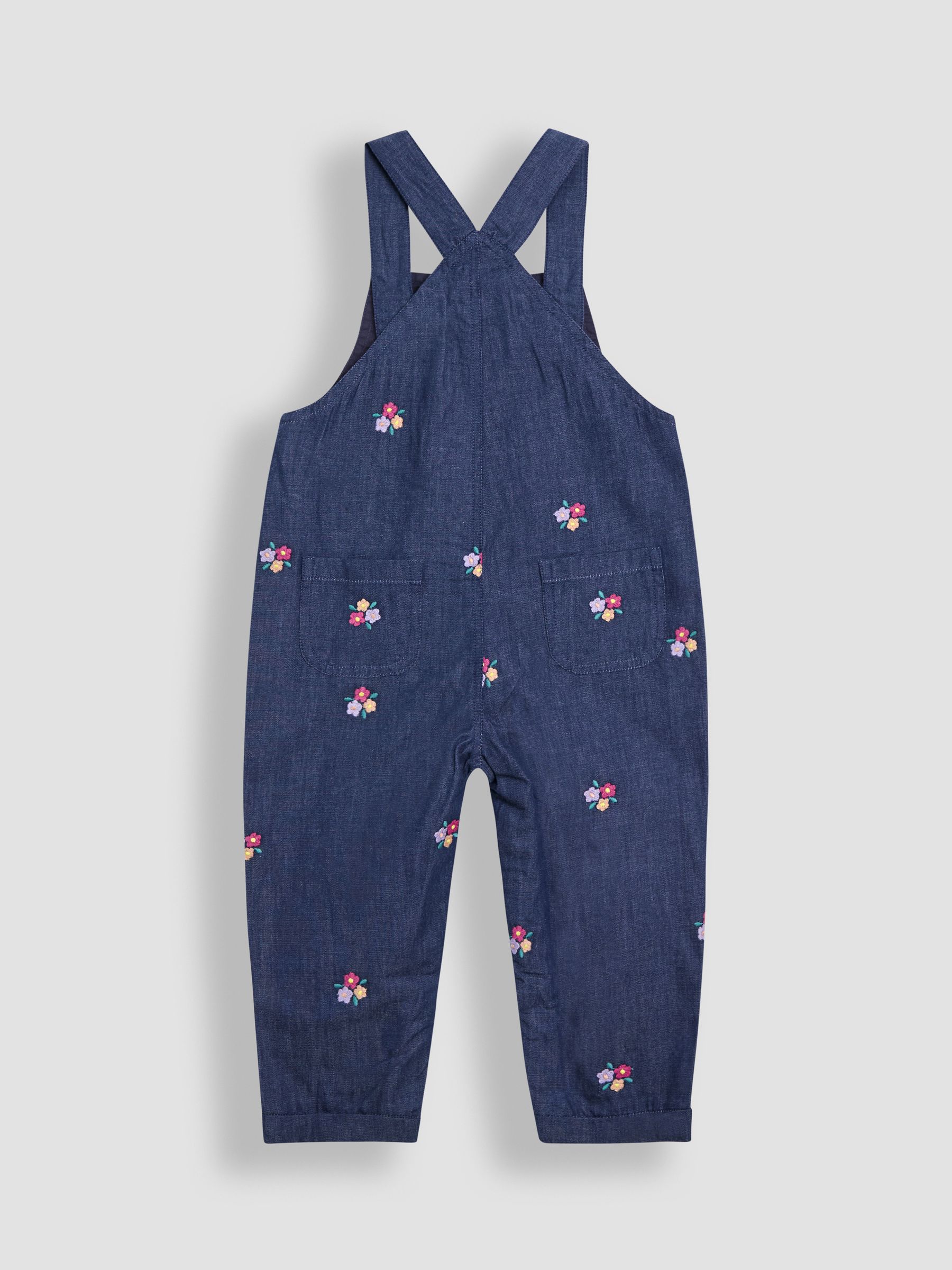 Blue Chambray Embroidered Dungarees & Rib Top Set - Image 3 of 6