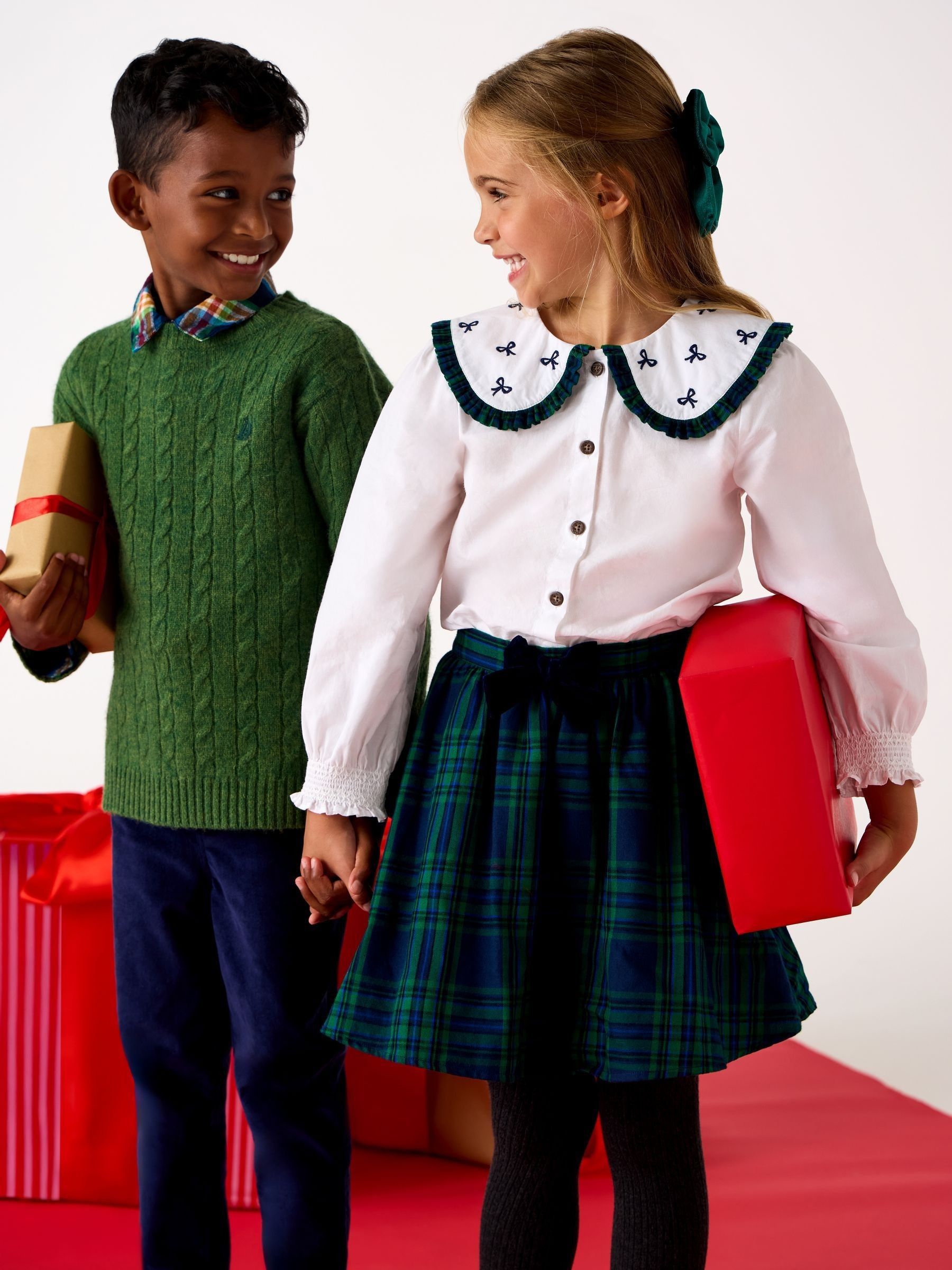Green Blouse & Tartan Skirt Set - Image 4 of 4