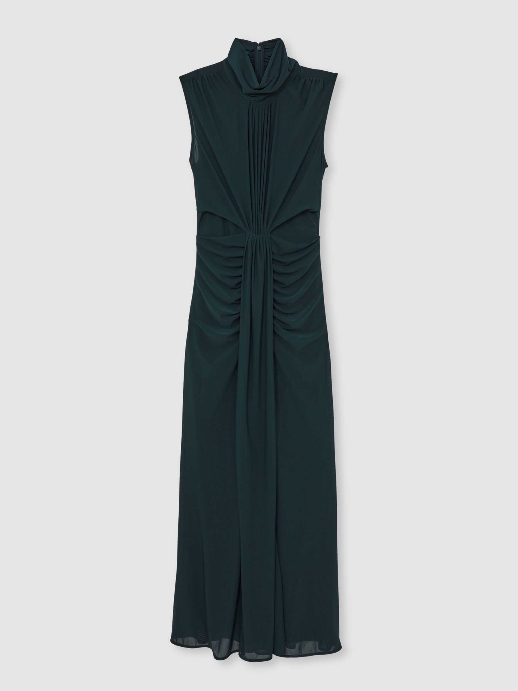Sheer Ruched Maxi Dress in Teal - Image 2 of 6