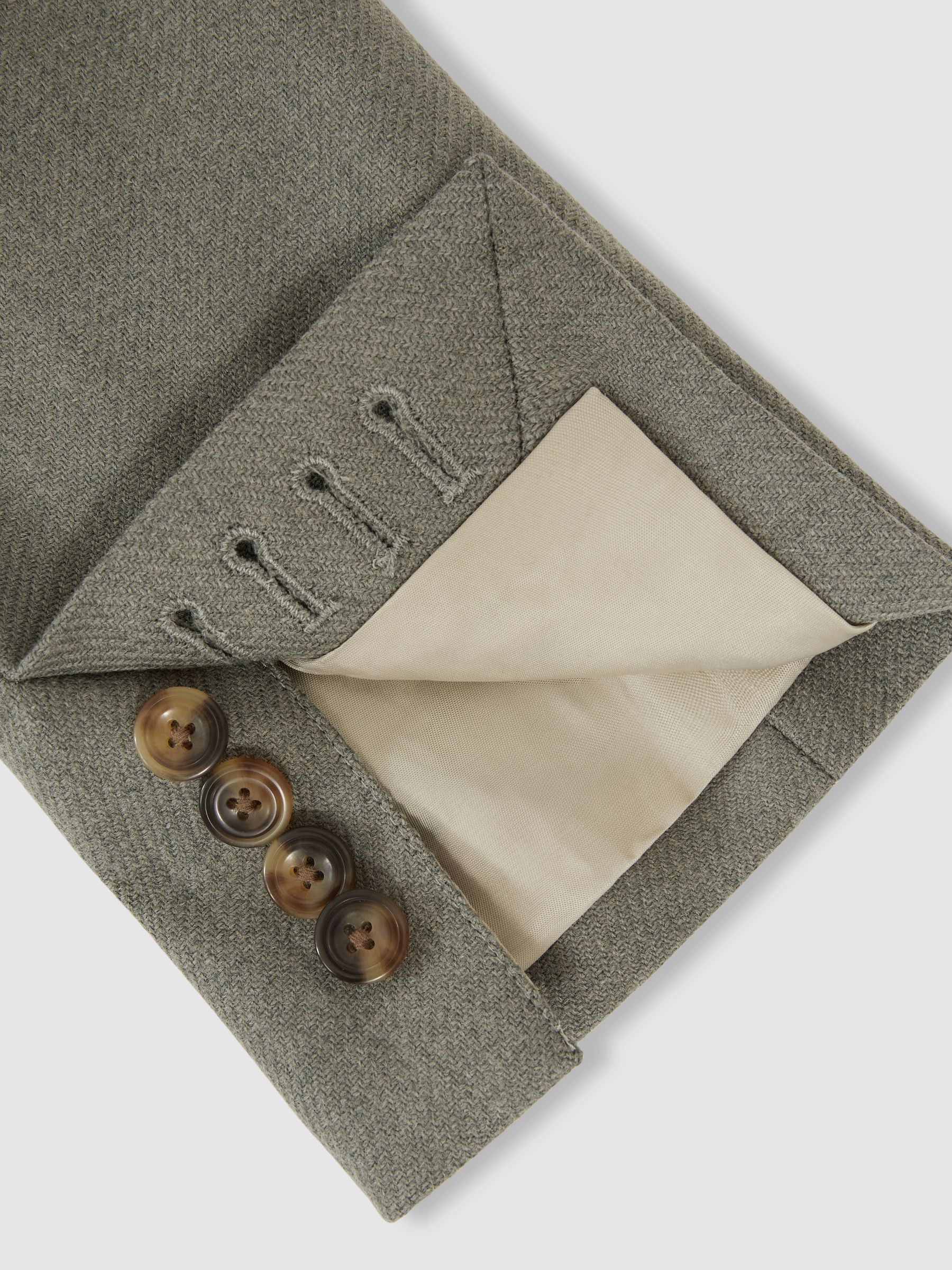 Wool-Blend Single-Breasted Blazer Slim-Fit in Sage Green - Image 6 of 7