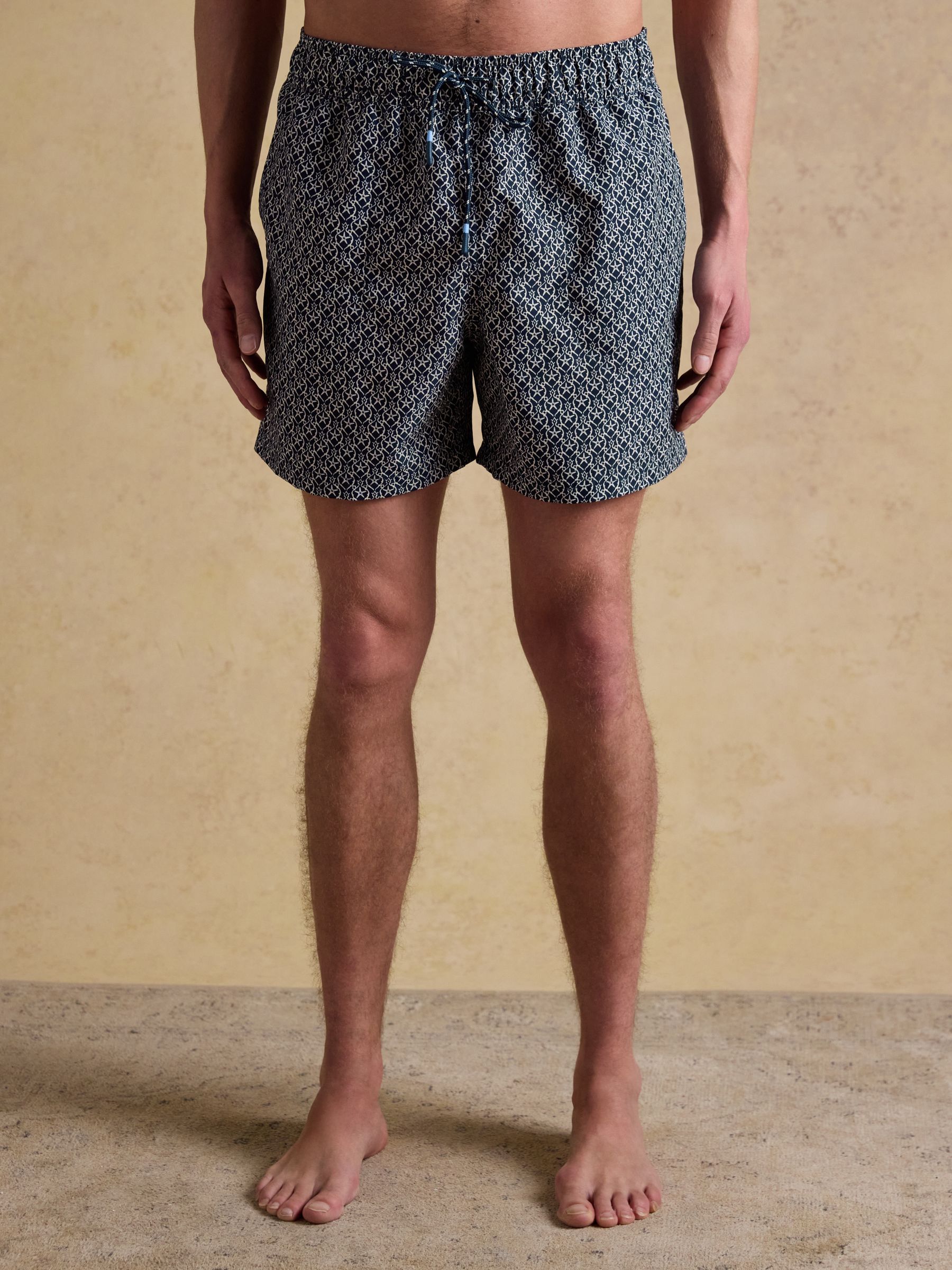 Overton Navy Scene Printed Rugby Style Swim Shorts - Image 1 of 8